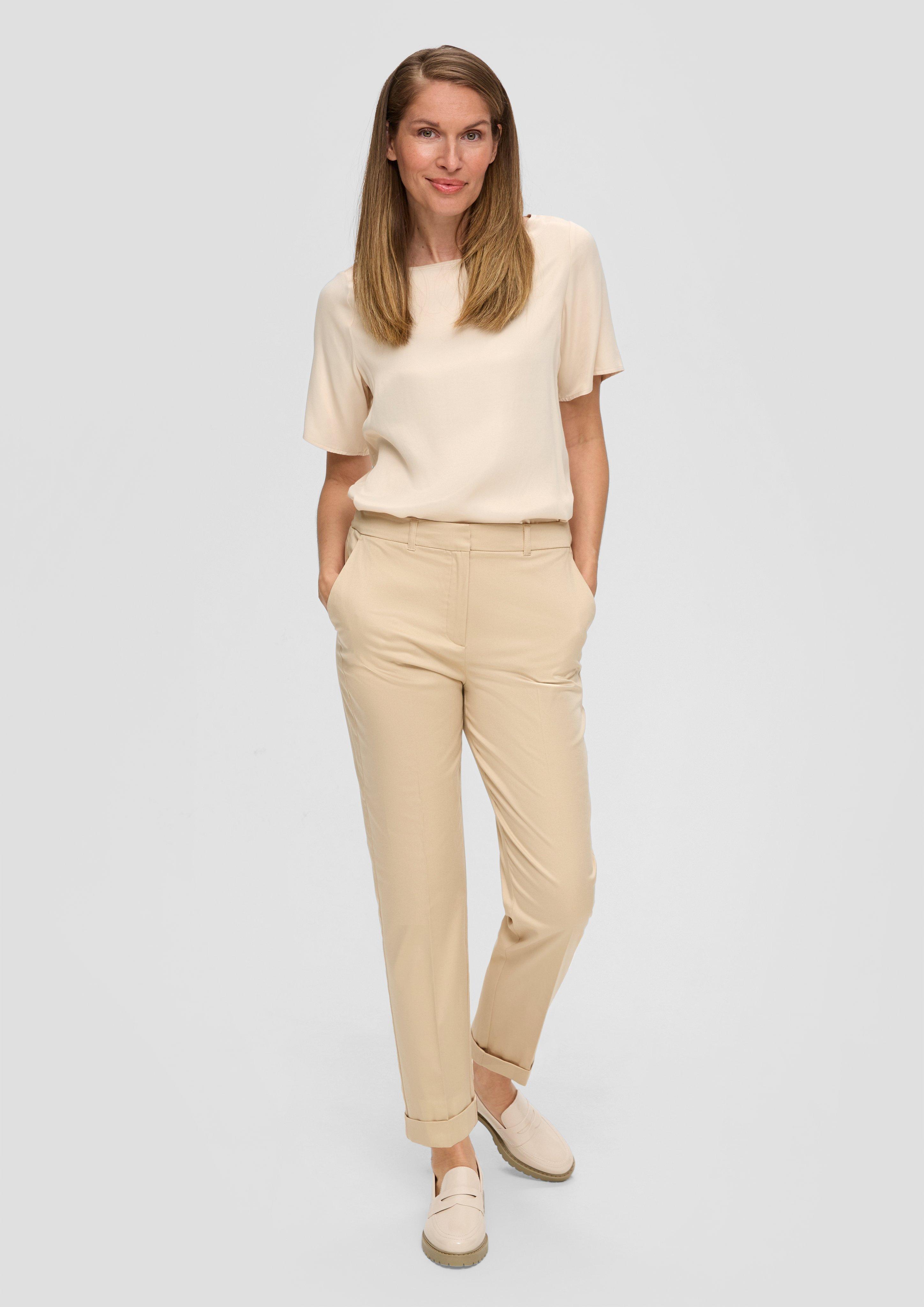 S.Oliver Tapered-Leg-Hose aus Baumwollmix mit Bundfalte