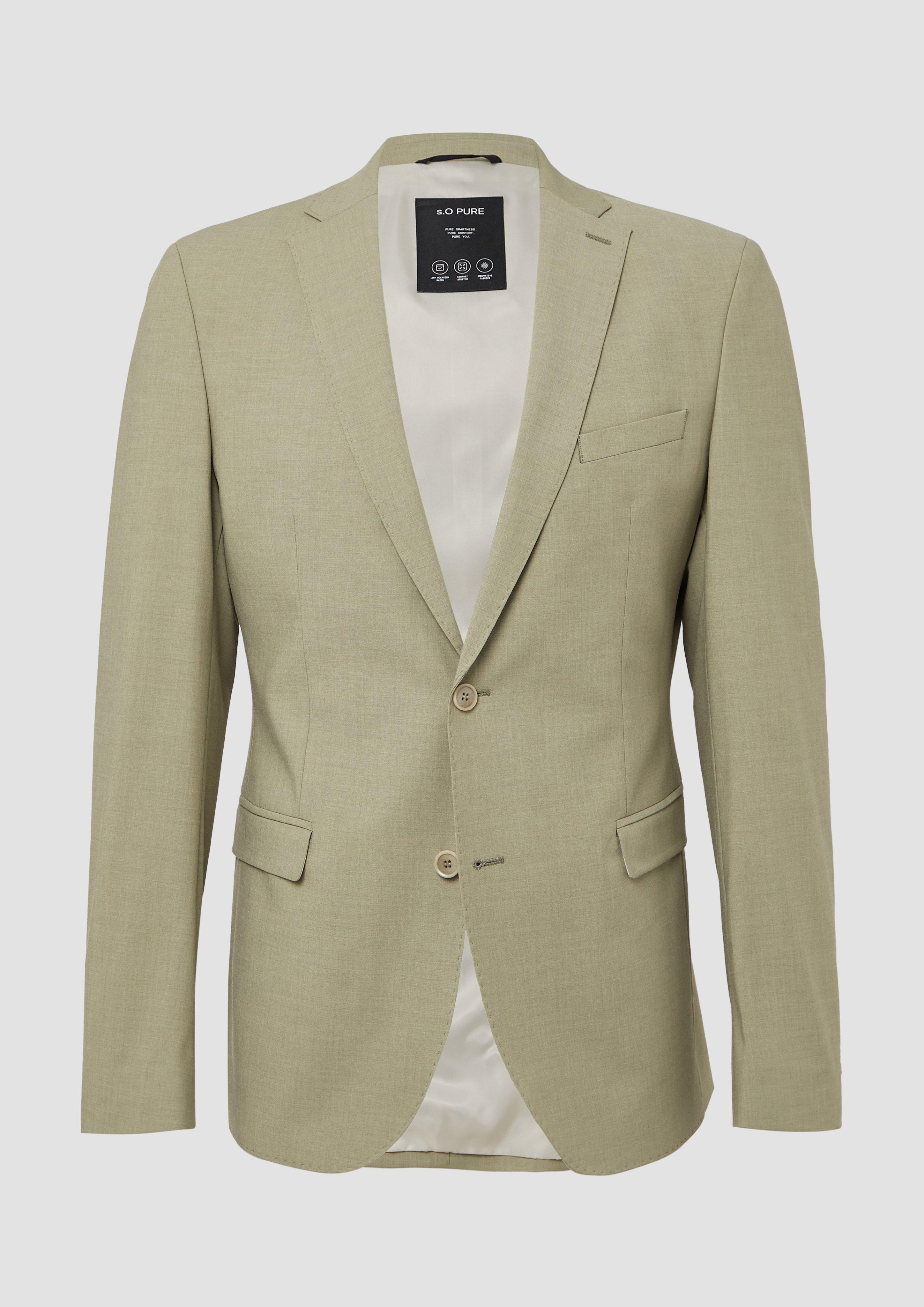s.Oliver - s.O PURE: Sakko aus meliertem Stretch-Fabric, Herren, Grün