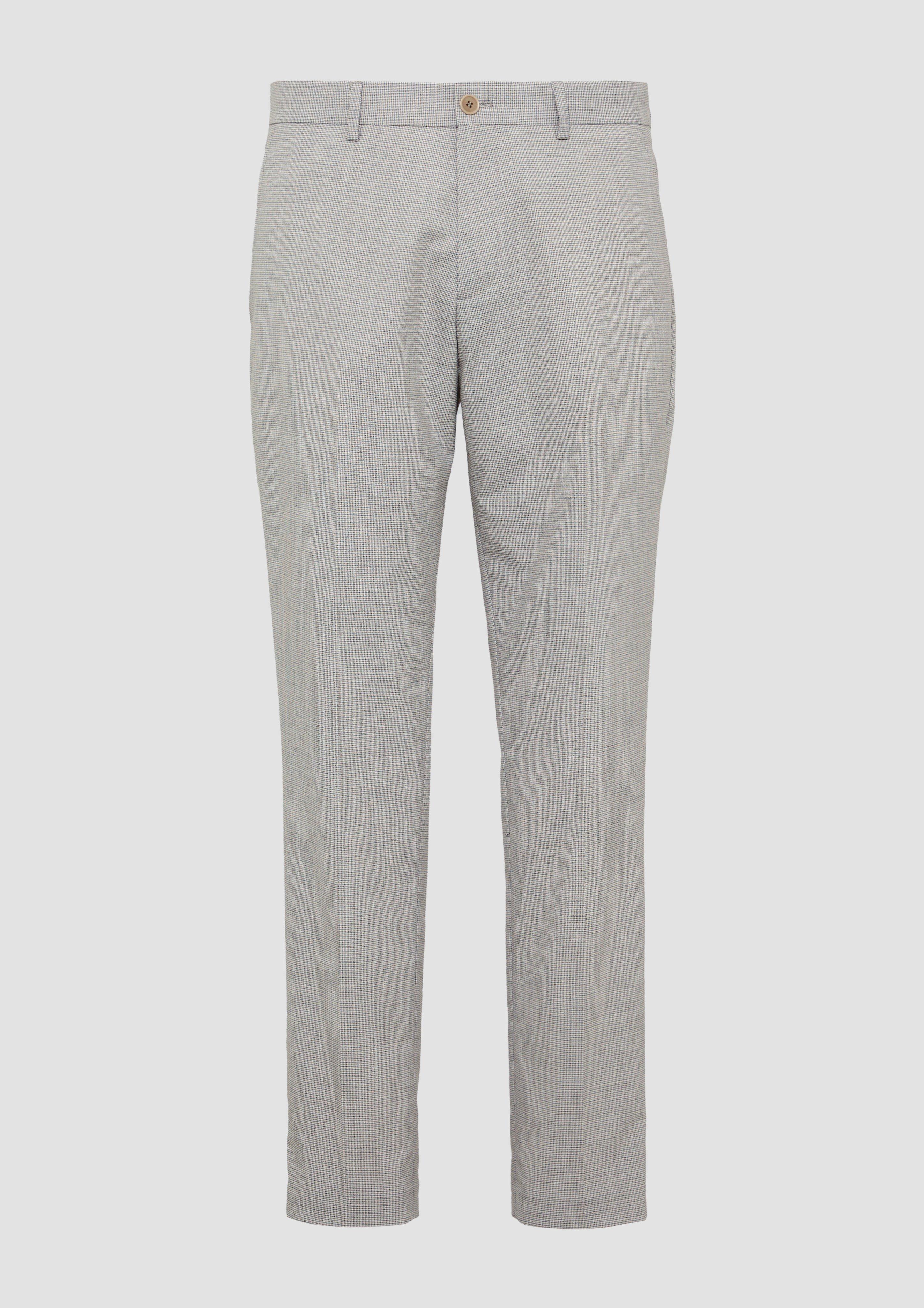 s.Oliver - s.O PURE: Anzughose aus kariertem Stretch-Gewebe, Herren, grau