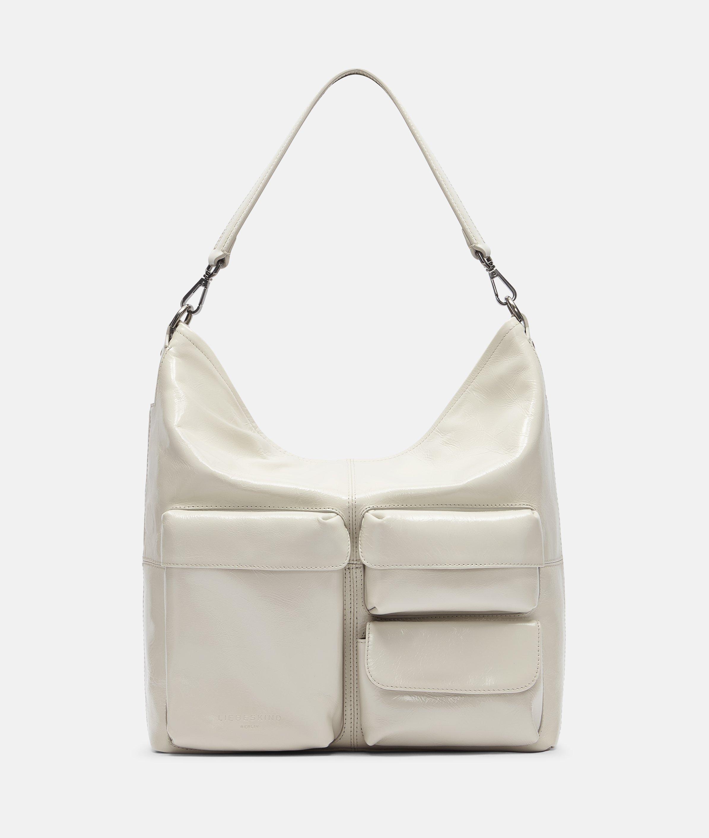 Liebeskind Berlin - Mittelgroße Handtasche aus Leder mit glossy Finish -  creme