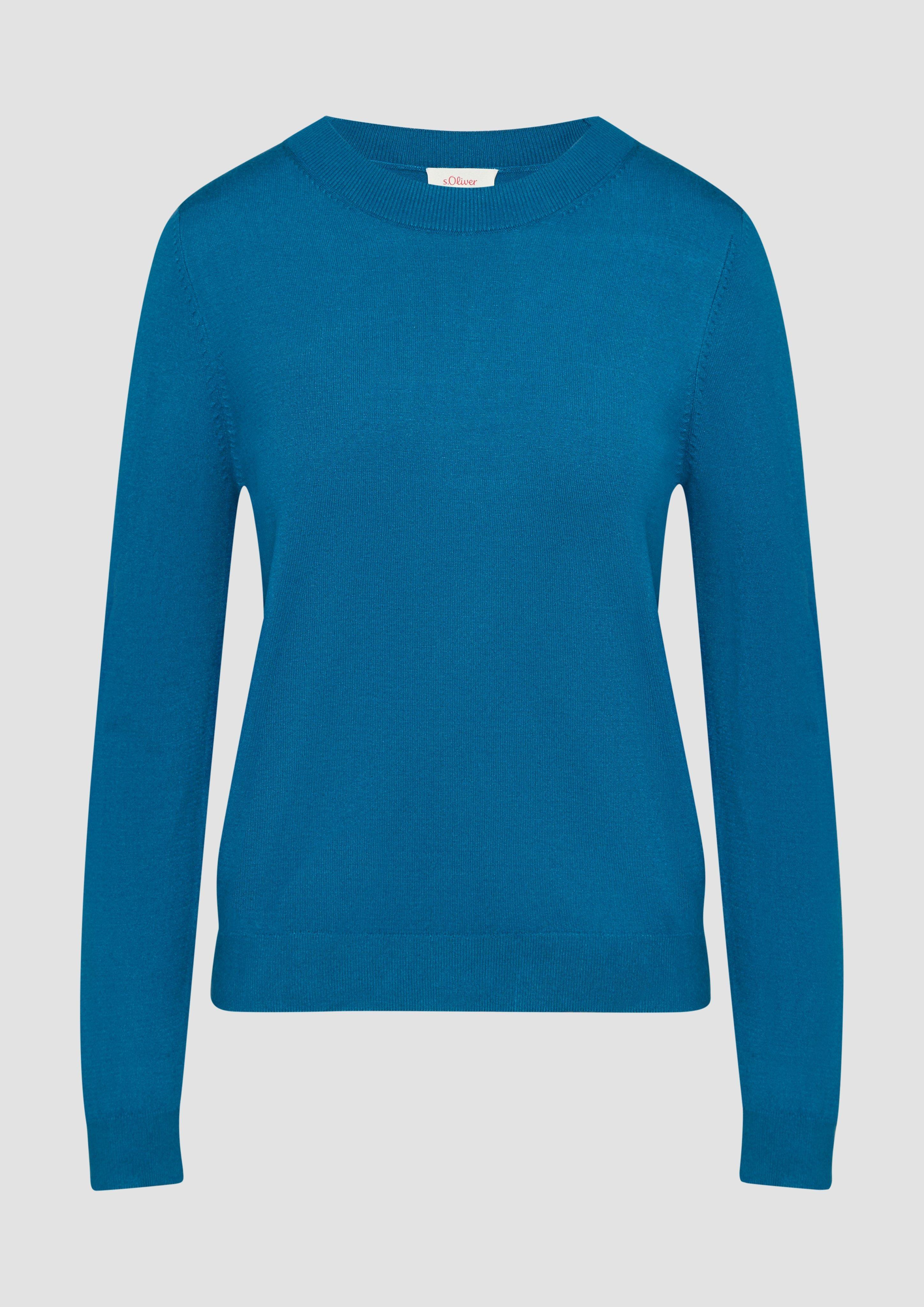 s.Oliver - Strickpullover mit Rundhalsausschnitt, Damen, Blau