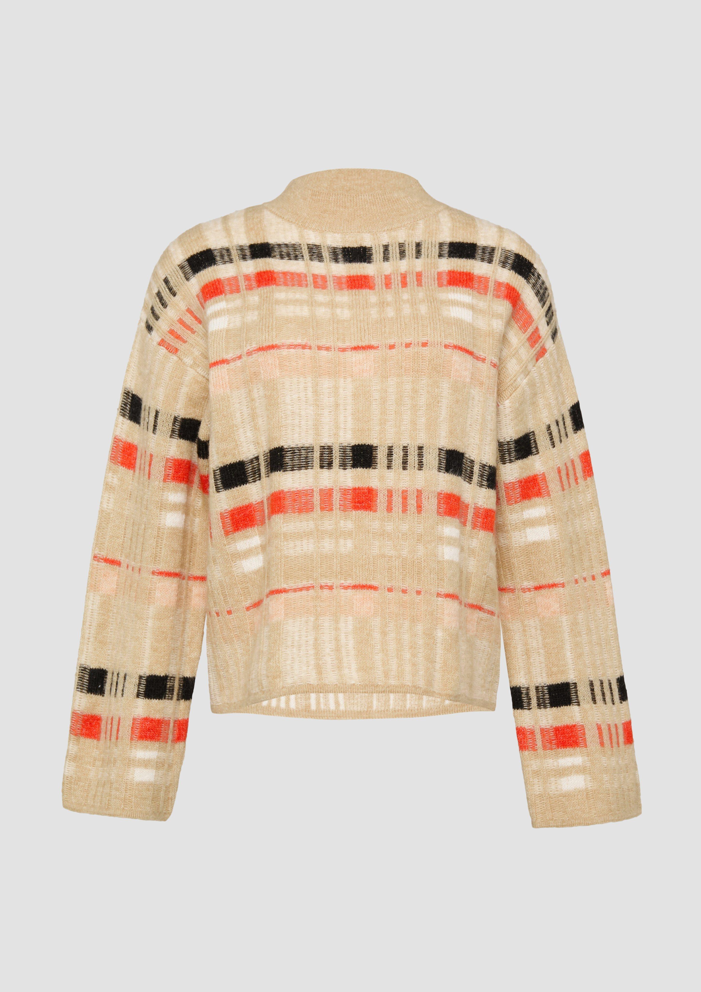 Thumbnail - s.Oliver - Karierter Strickpullover mit weitem Ärmel, Damen, beige|orange