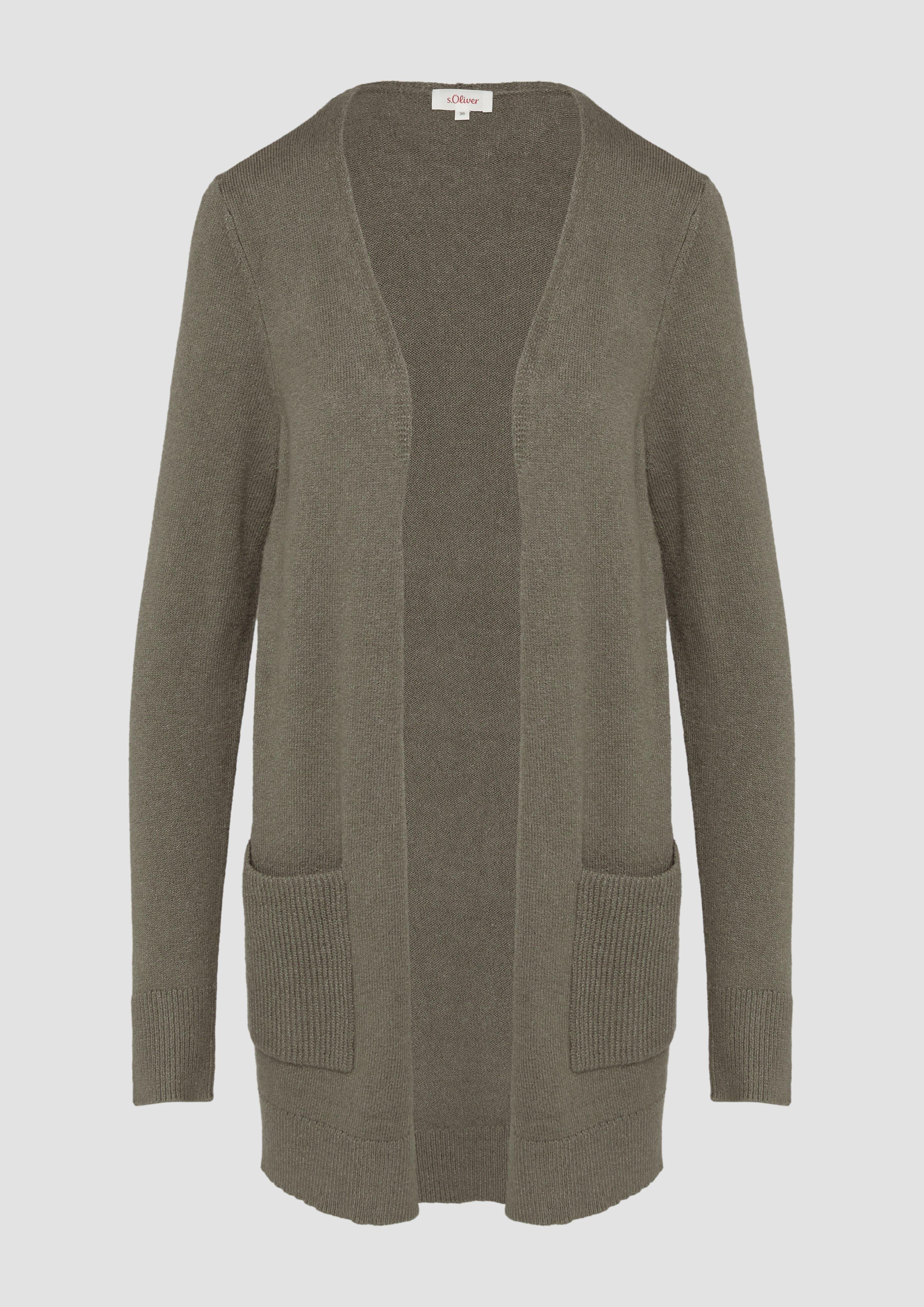 s.Oliver - Strickjacke mit Rippbündchen, Damen, braun