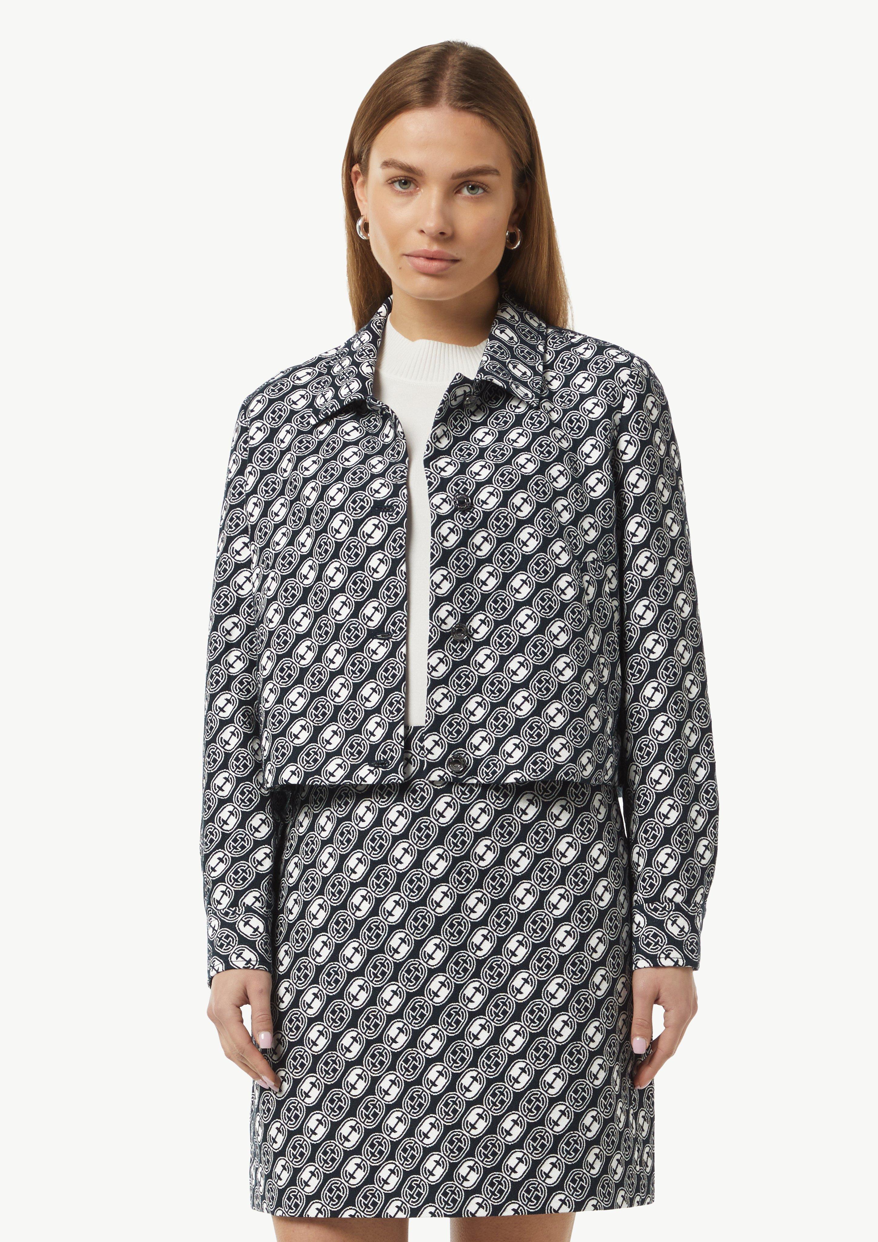 Short jacquard jacket with icon pattern - Blue | SCAYLE