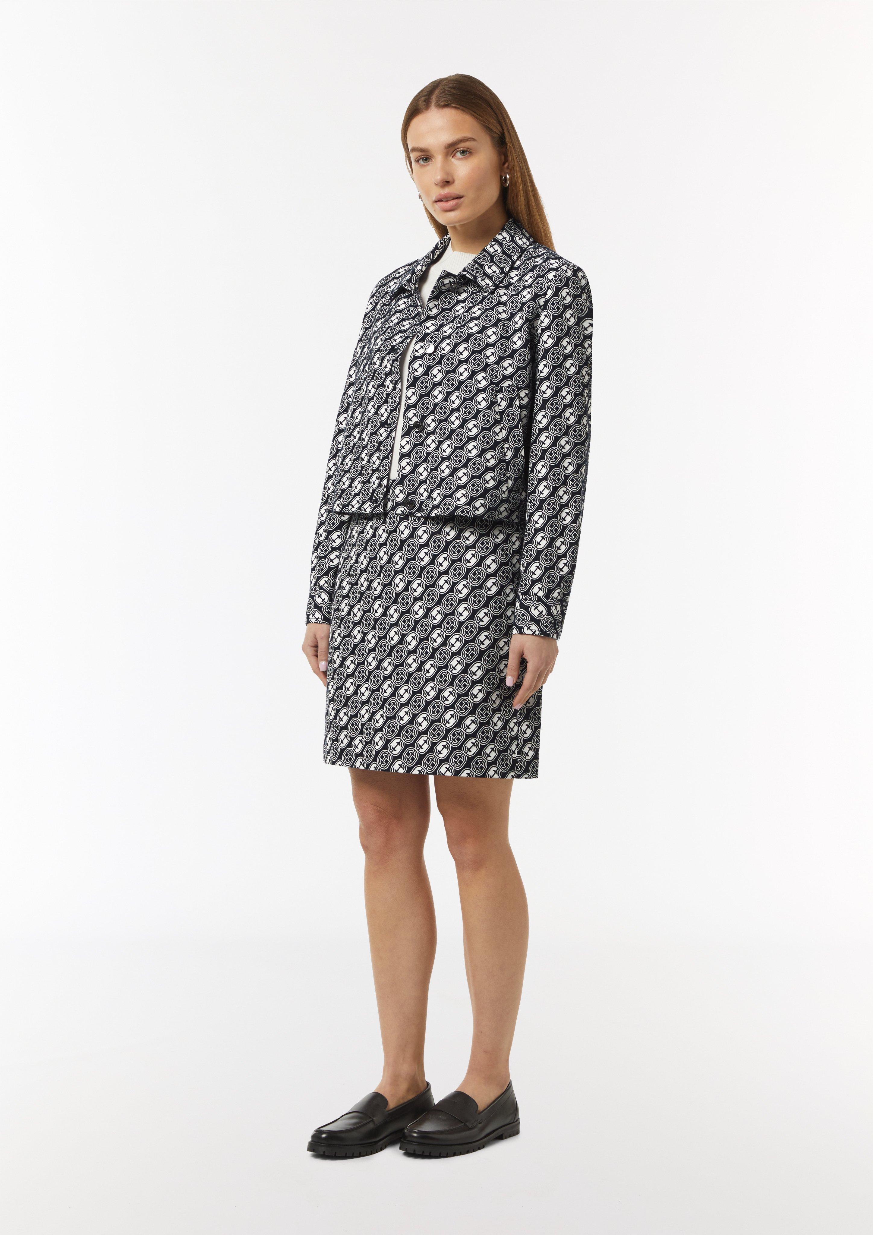 Short jacquard jacket with icon pattern - navy | Comma Short jacquard jacket with icon pattern - navy | Comma