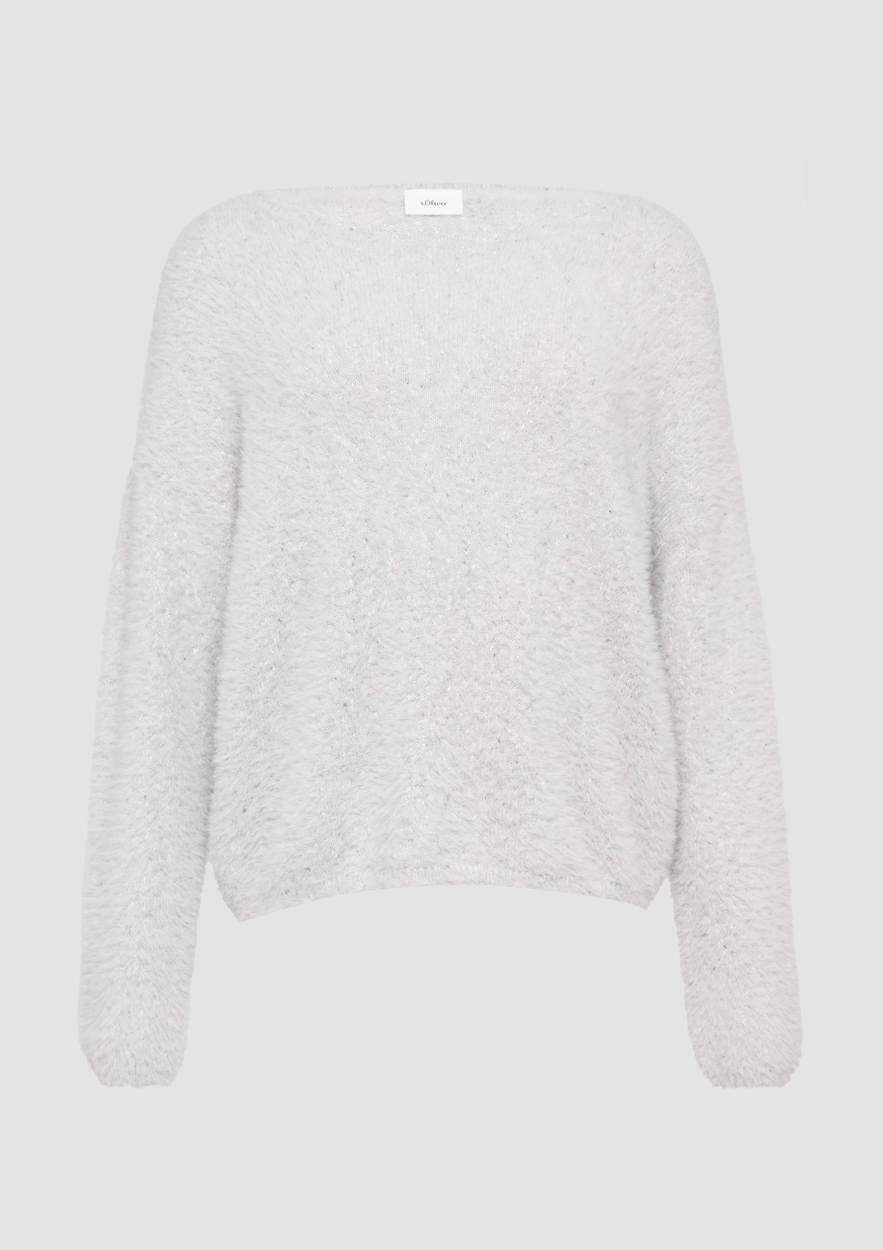 s.Oliver - Flauschiger Strickpullover mit Glitzer, Damen, grau