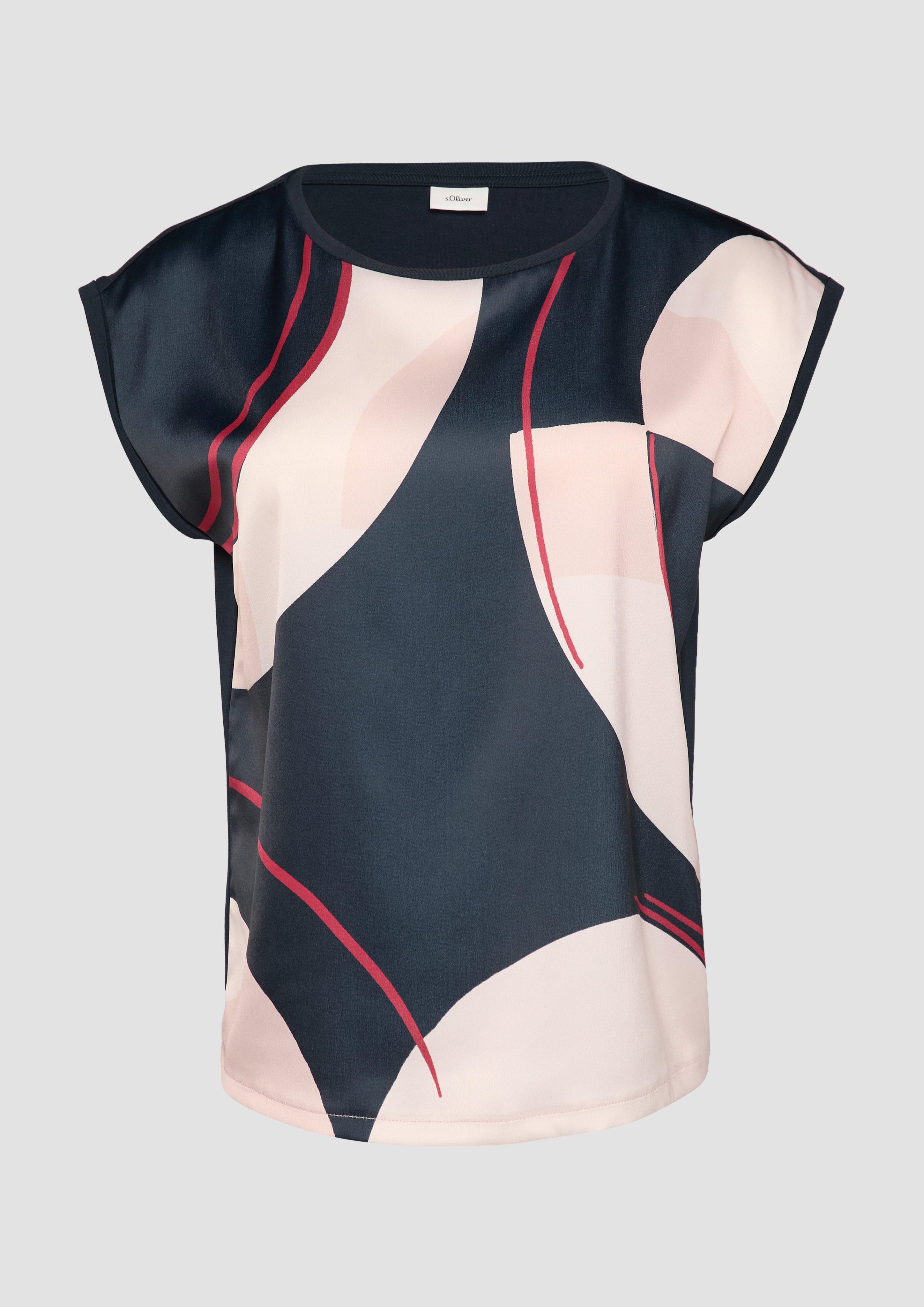 s.Oliver - Ärmelloses Shirt im Fabricmix, Damen, blau