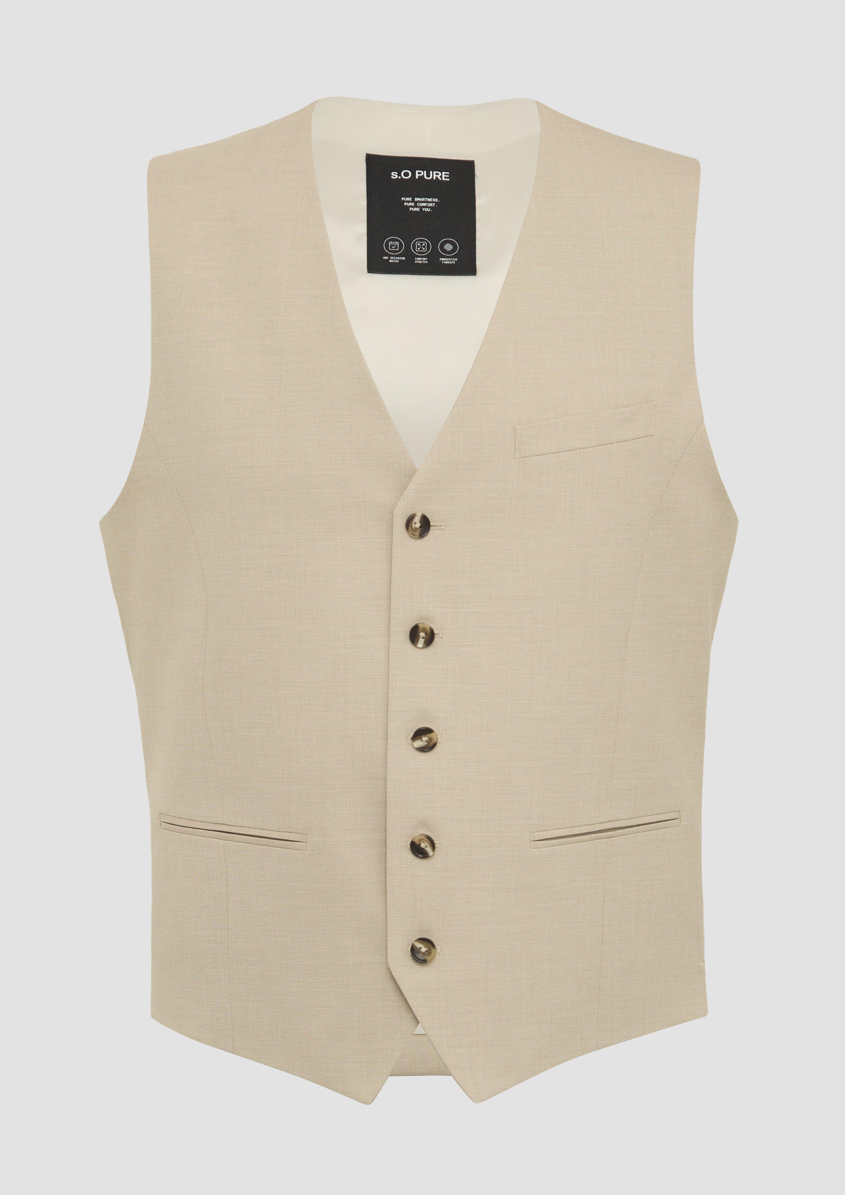 s.Oliver - s.O Pure: Anzug-Weste mit feiner Webstruktur, Herren, Beige