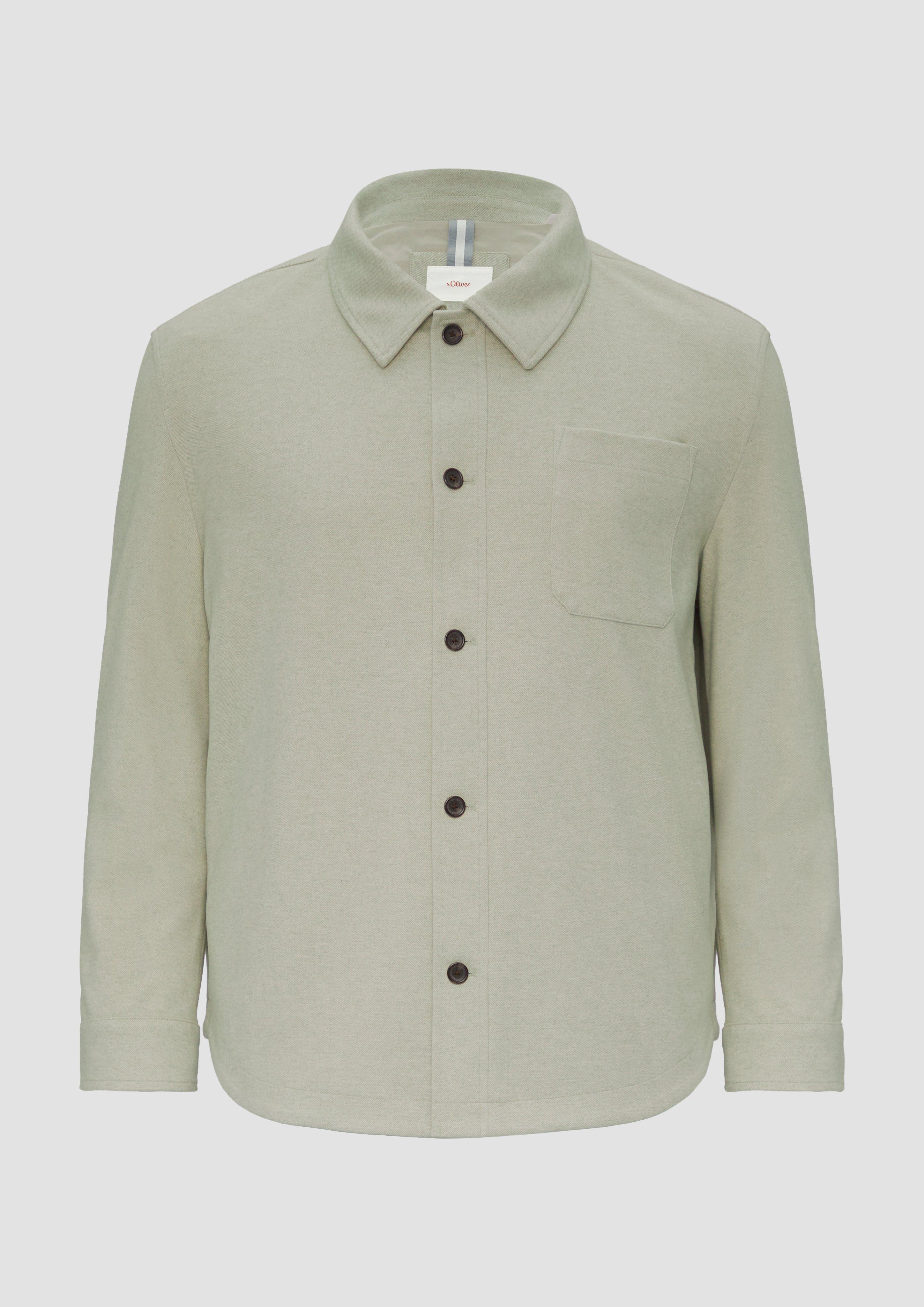 s.Oliver - Gefüttertes Overshirt in Wolloptik mit Eingrifftaschen, Herren, Beige