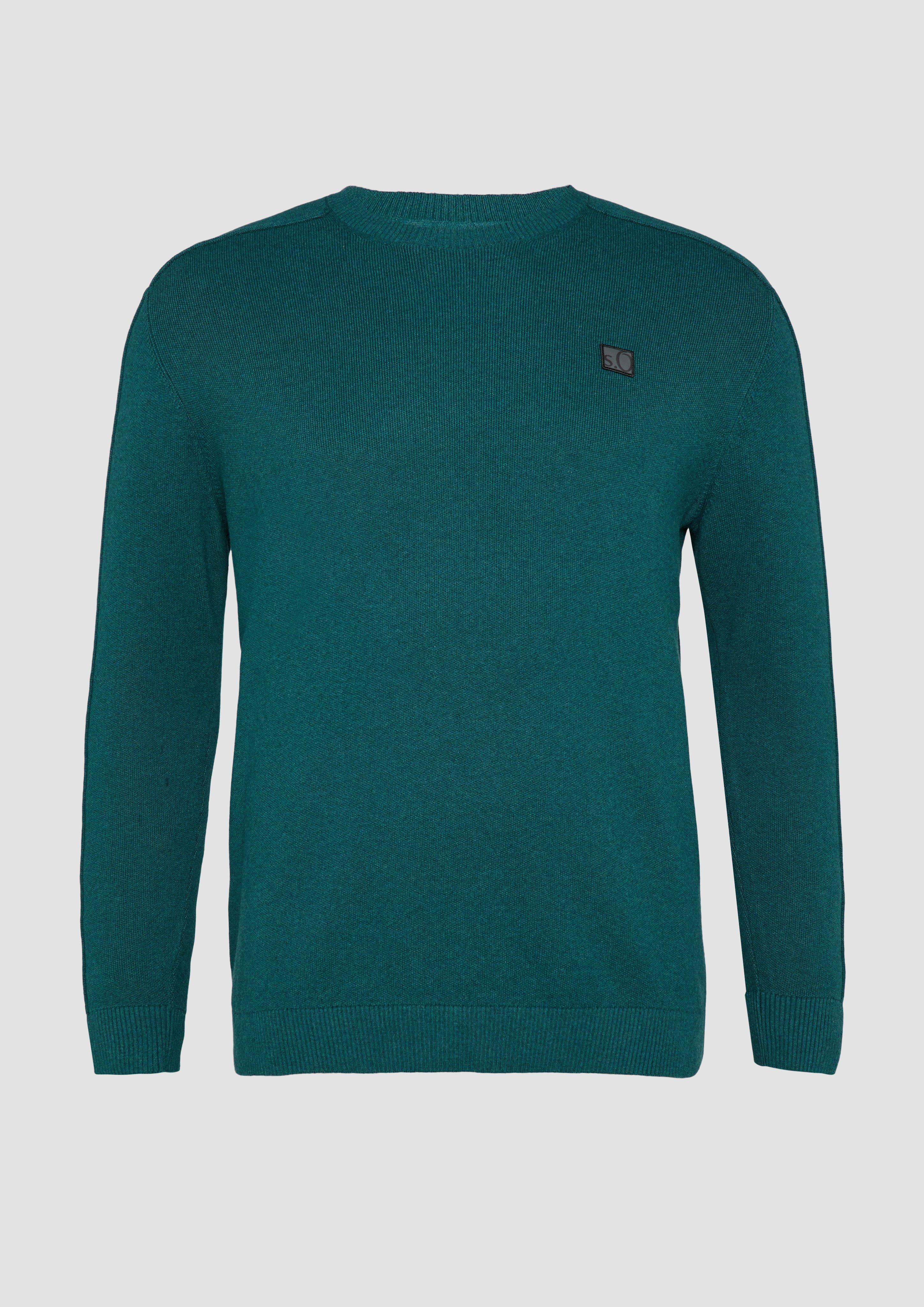 s.Oliver - Strickpullover mit Nahtdetails und Logo, Herren, Blau