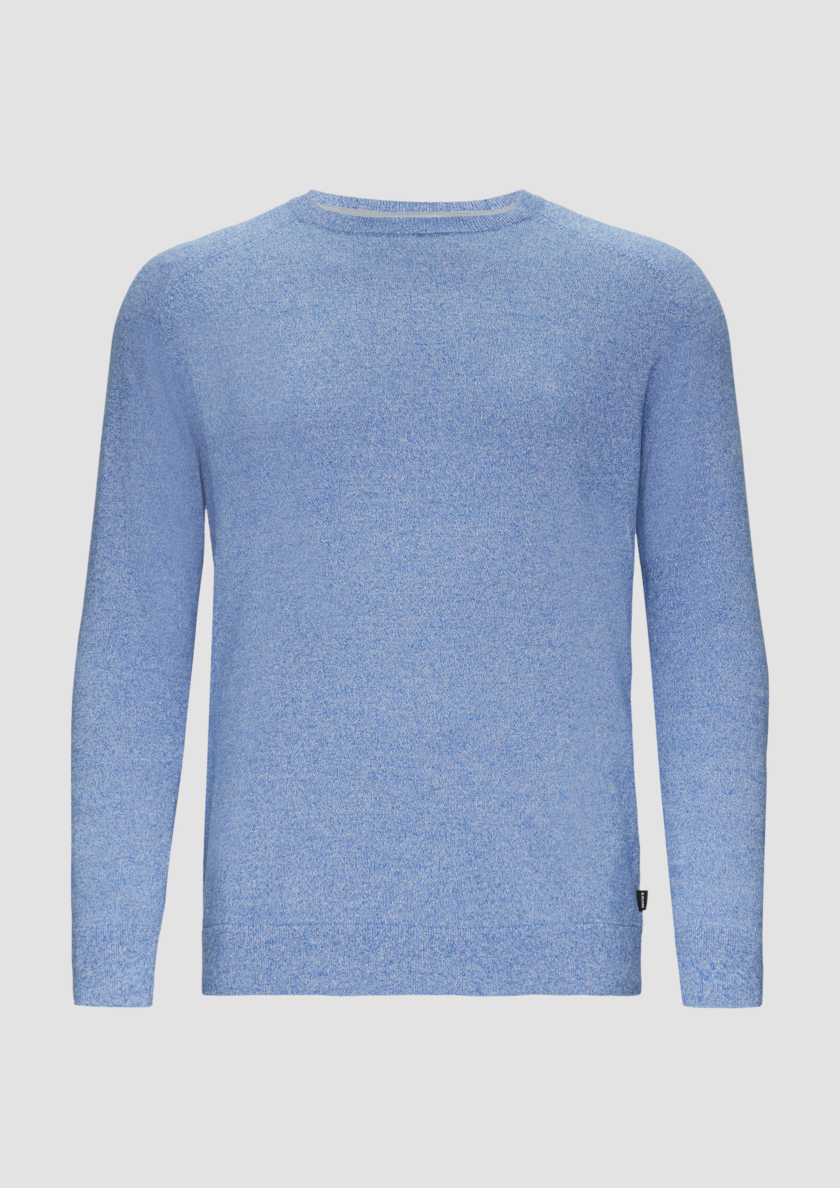 s.Oliver - Strickpullover mit Rippbündchen, Herren, blau