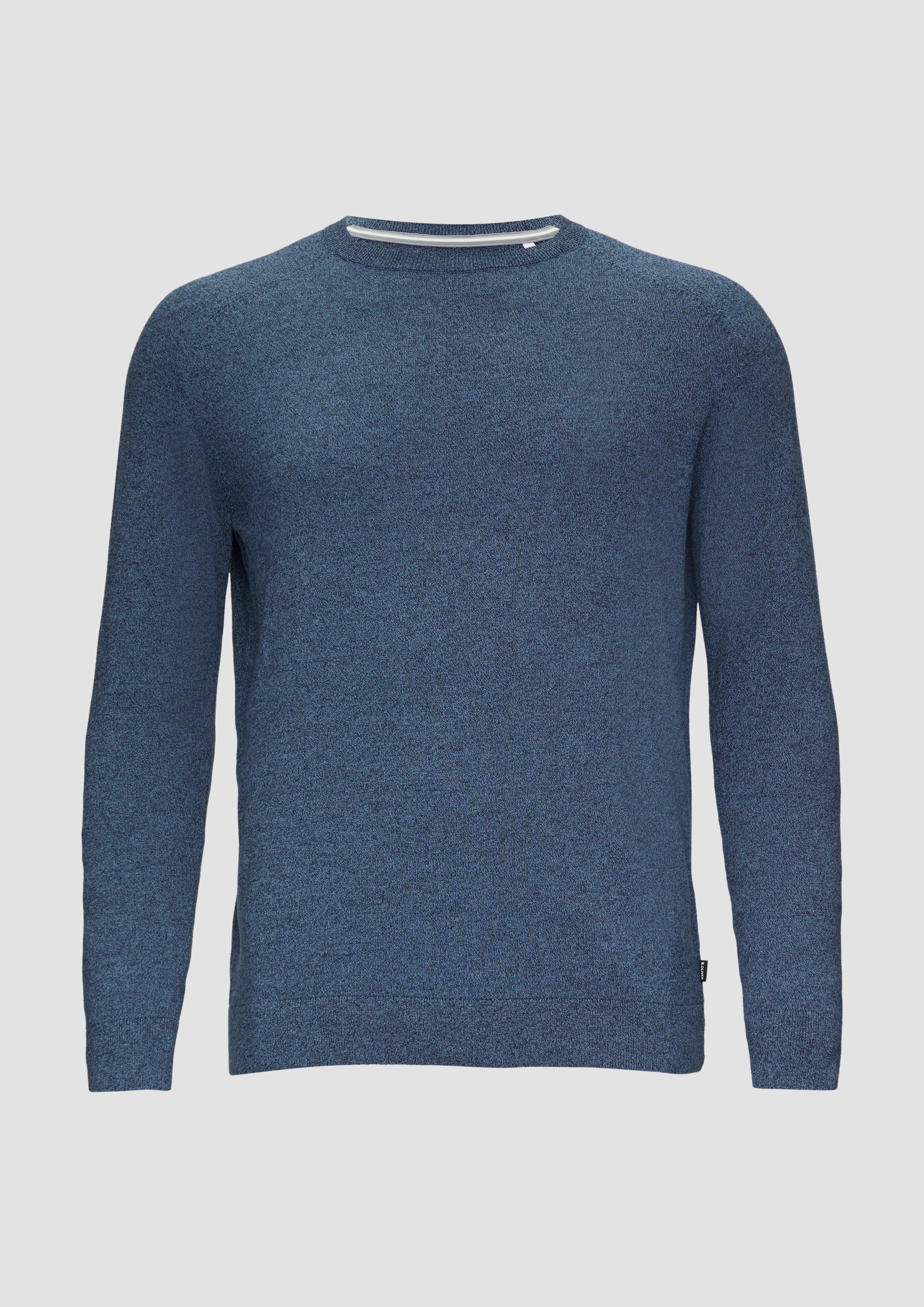 s.Oliver - Strickpullover mit Rippbündchen, Herren, blau