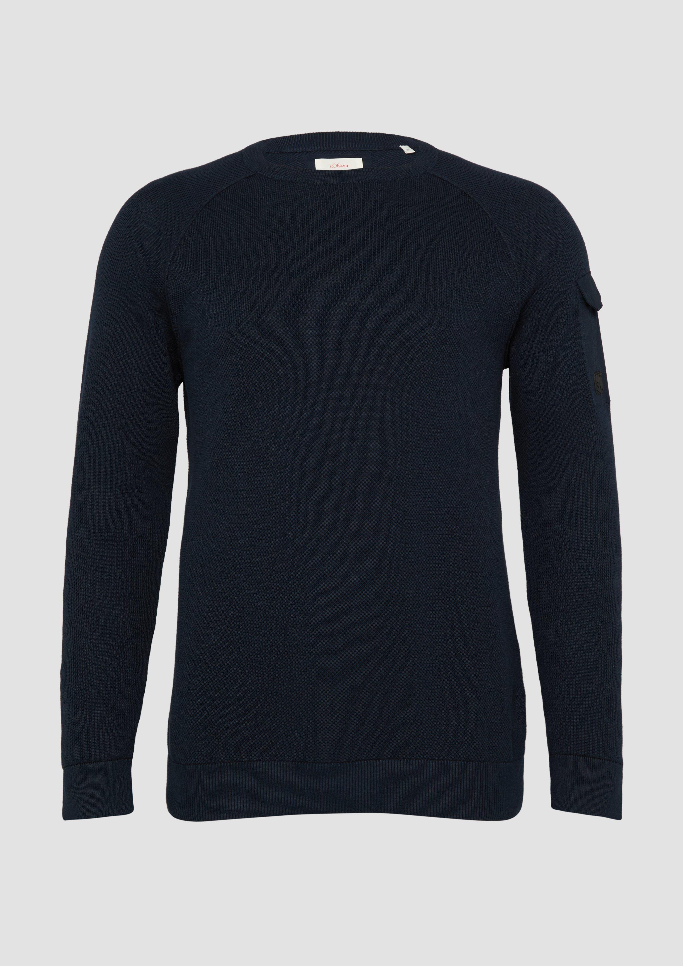 Thumbnail - s.Oliver - Strickpullover mit Raglanärmeln und Strukturmix, Herren, blau