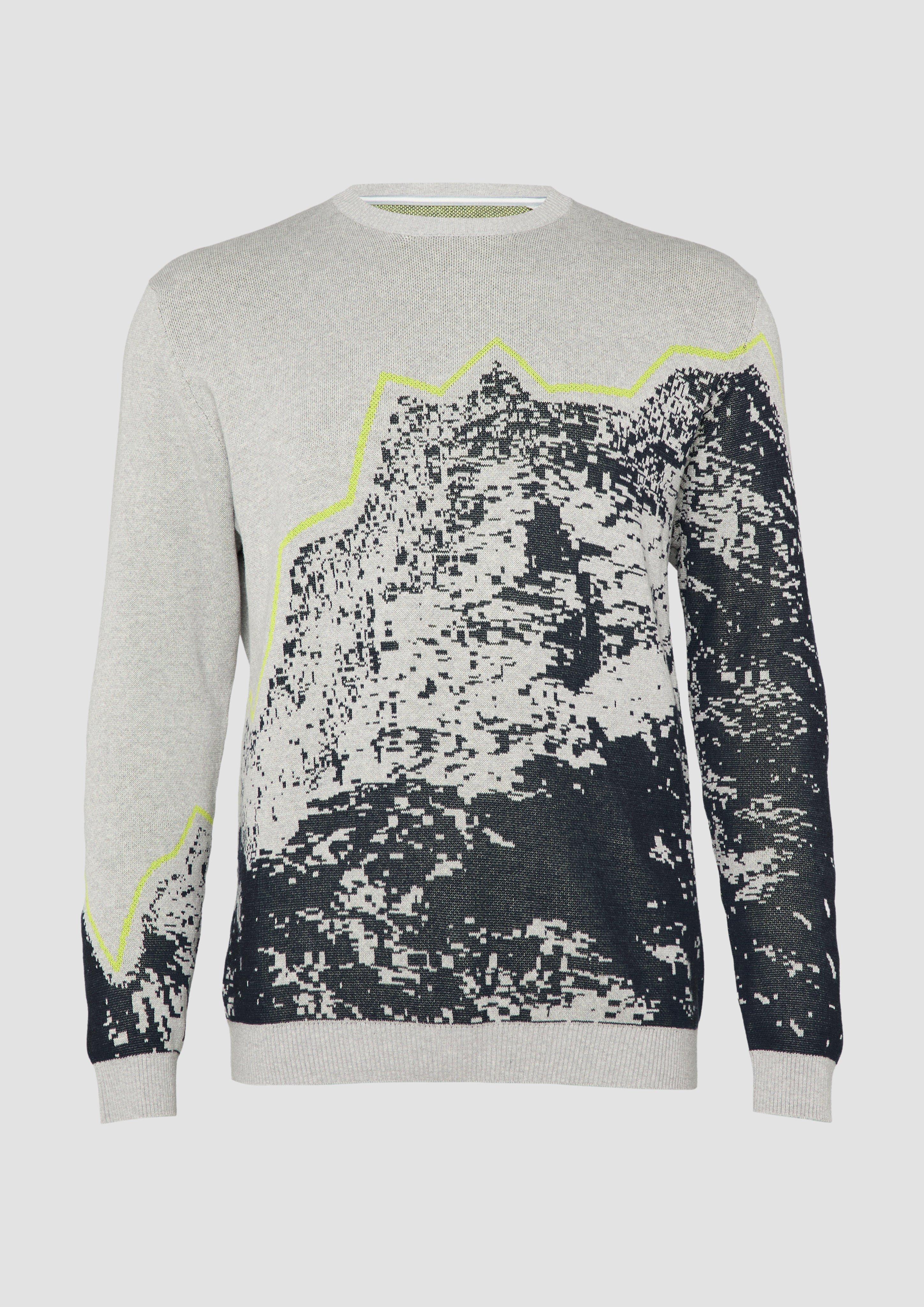 s.Oliver - Strickpullover mit Jacquard-Artwork, Herren, grau