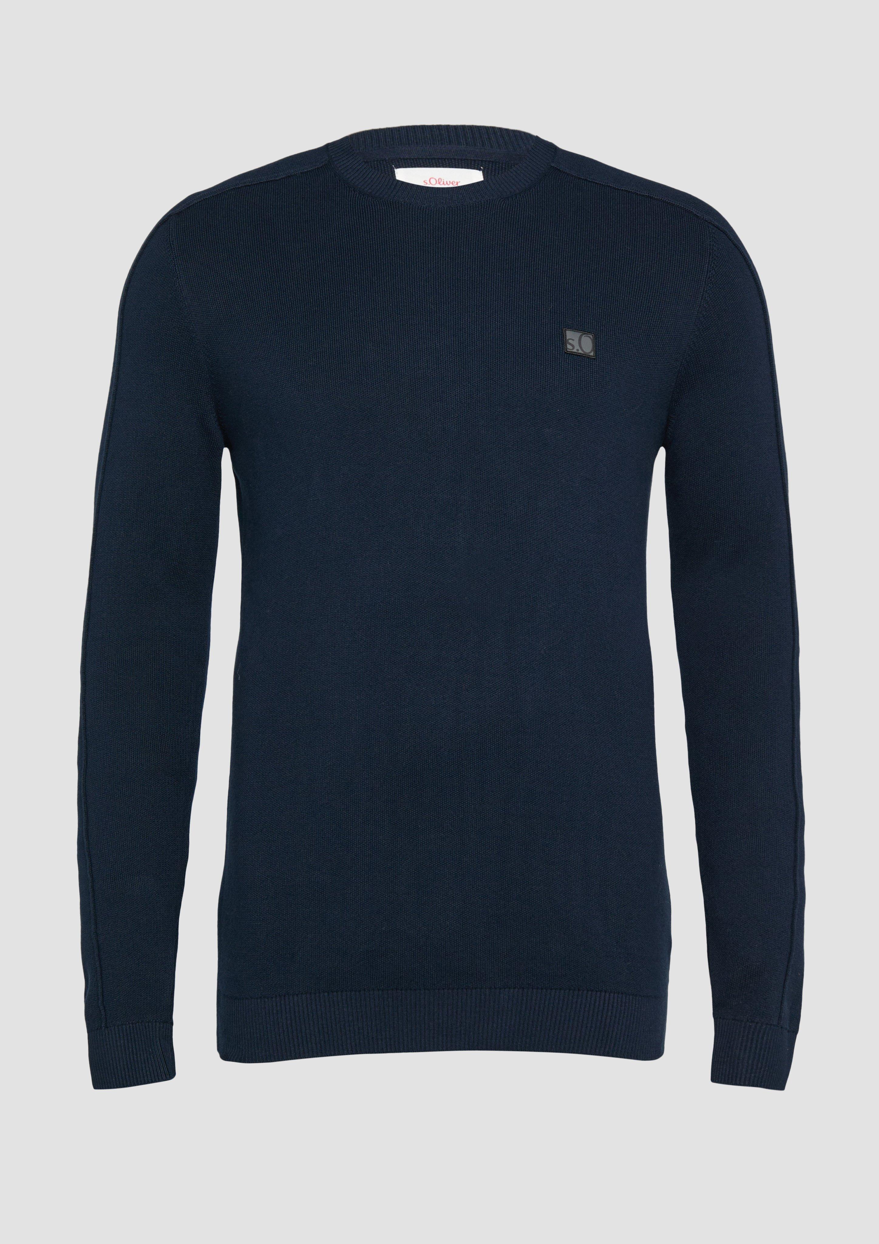 Thumbnail - s.Oliver - Strickpullover mit Nahtdetails und Logo, Herren, blau
