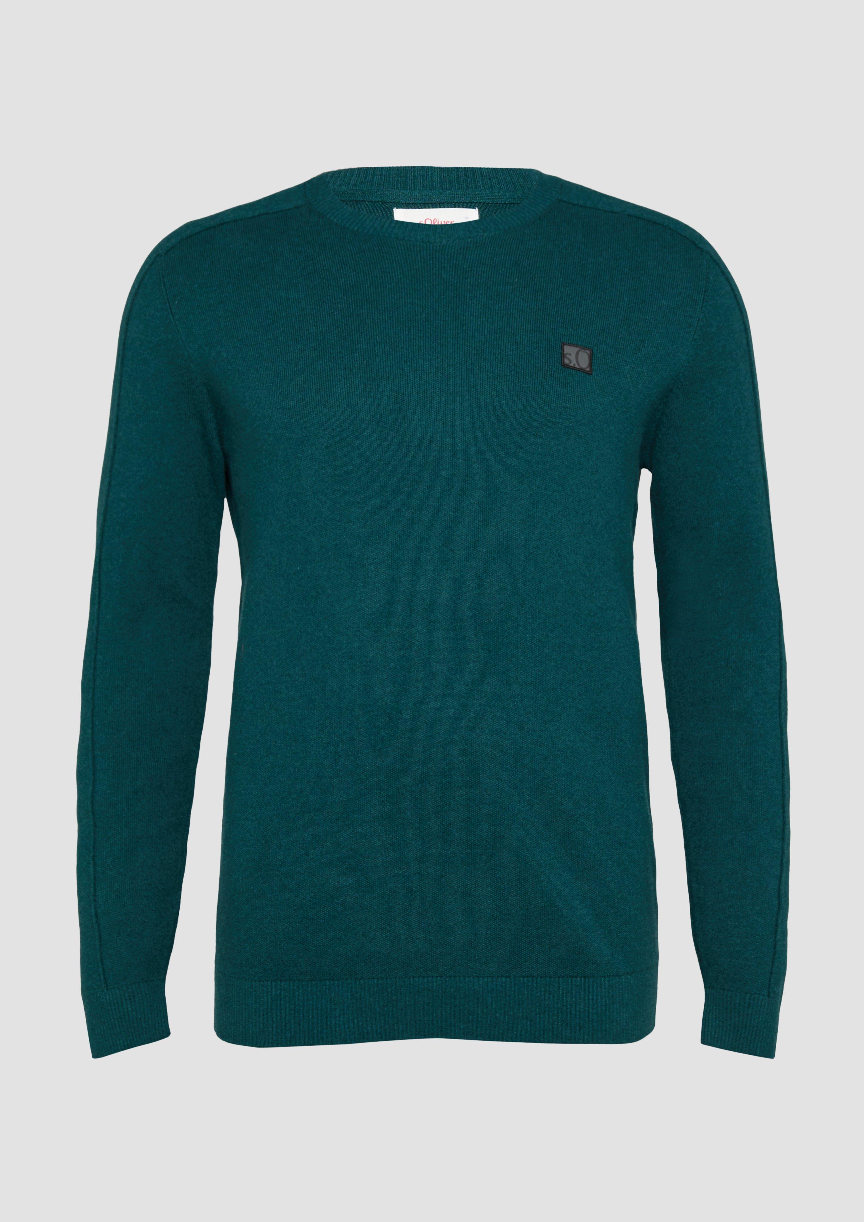 s.Oliver - Strickpullover mit Nahtdetails und Logo, Herren, Blau