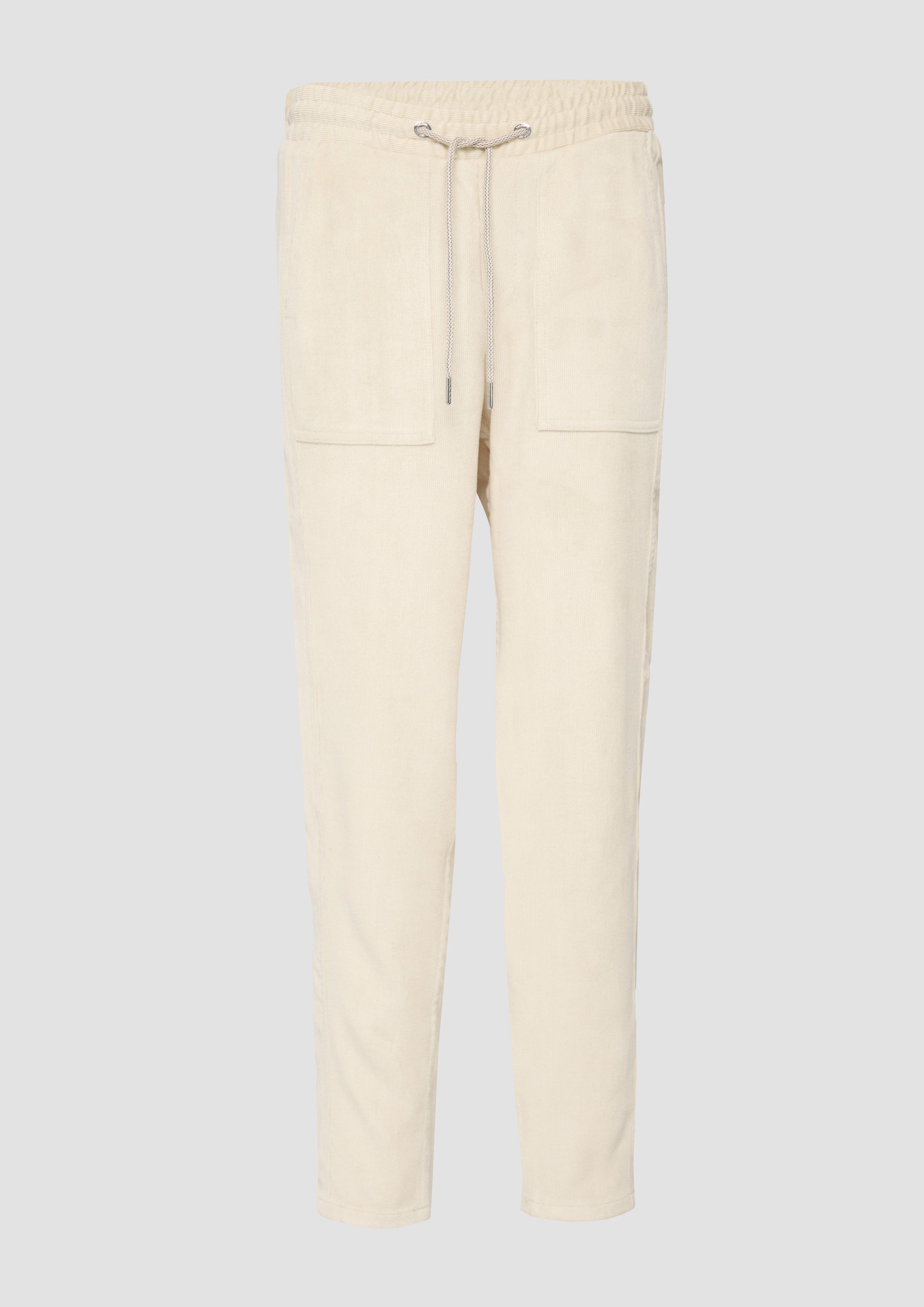 s.Oliver - Jogpants aus Feincord mit Elastikbund, Damen, Beige