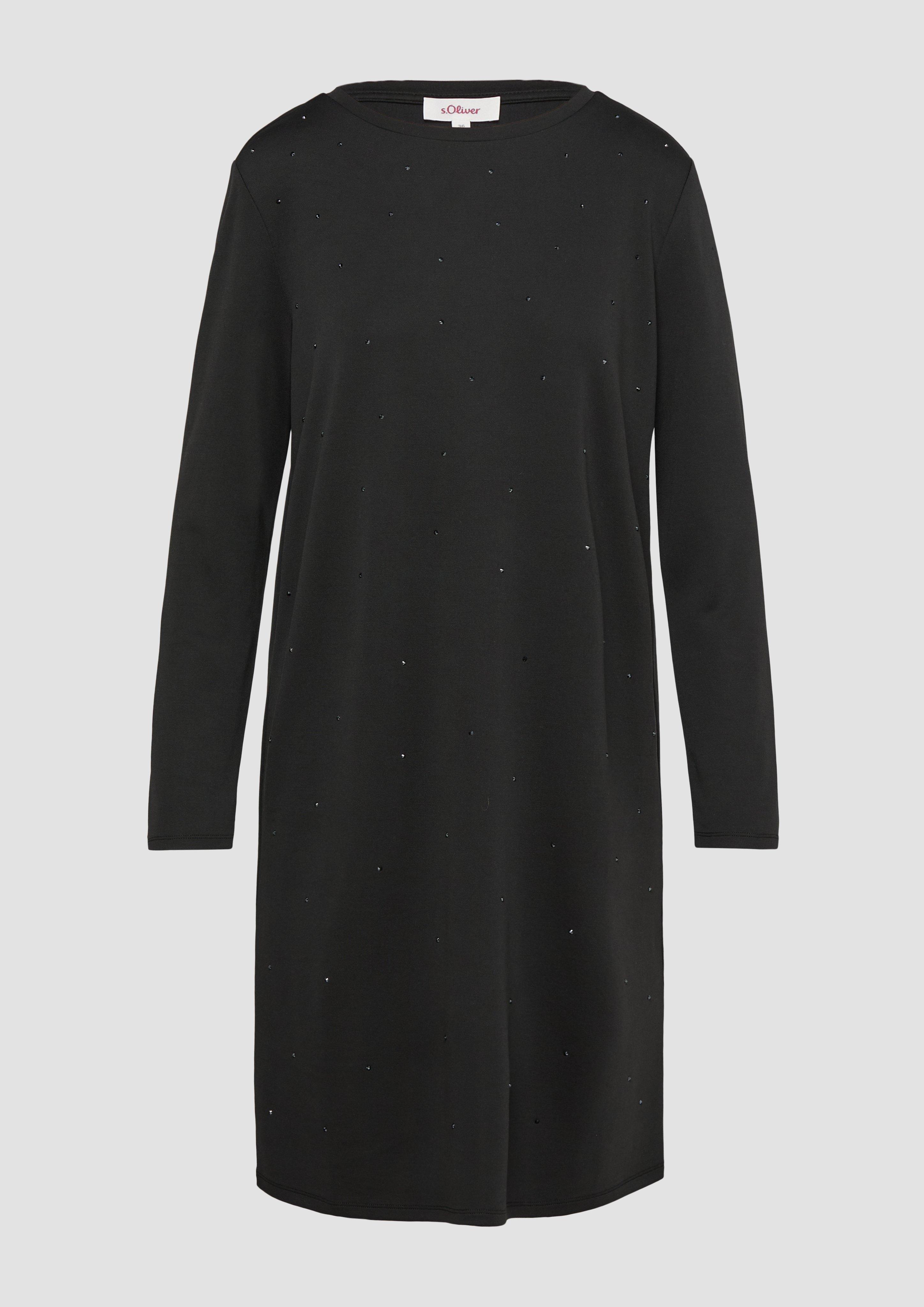 s.Oliver - Jersey-Kleid mit Schmucksteinen, Damen, schwarz