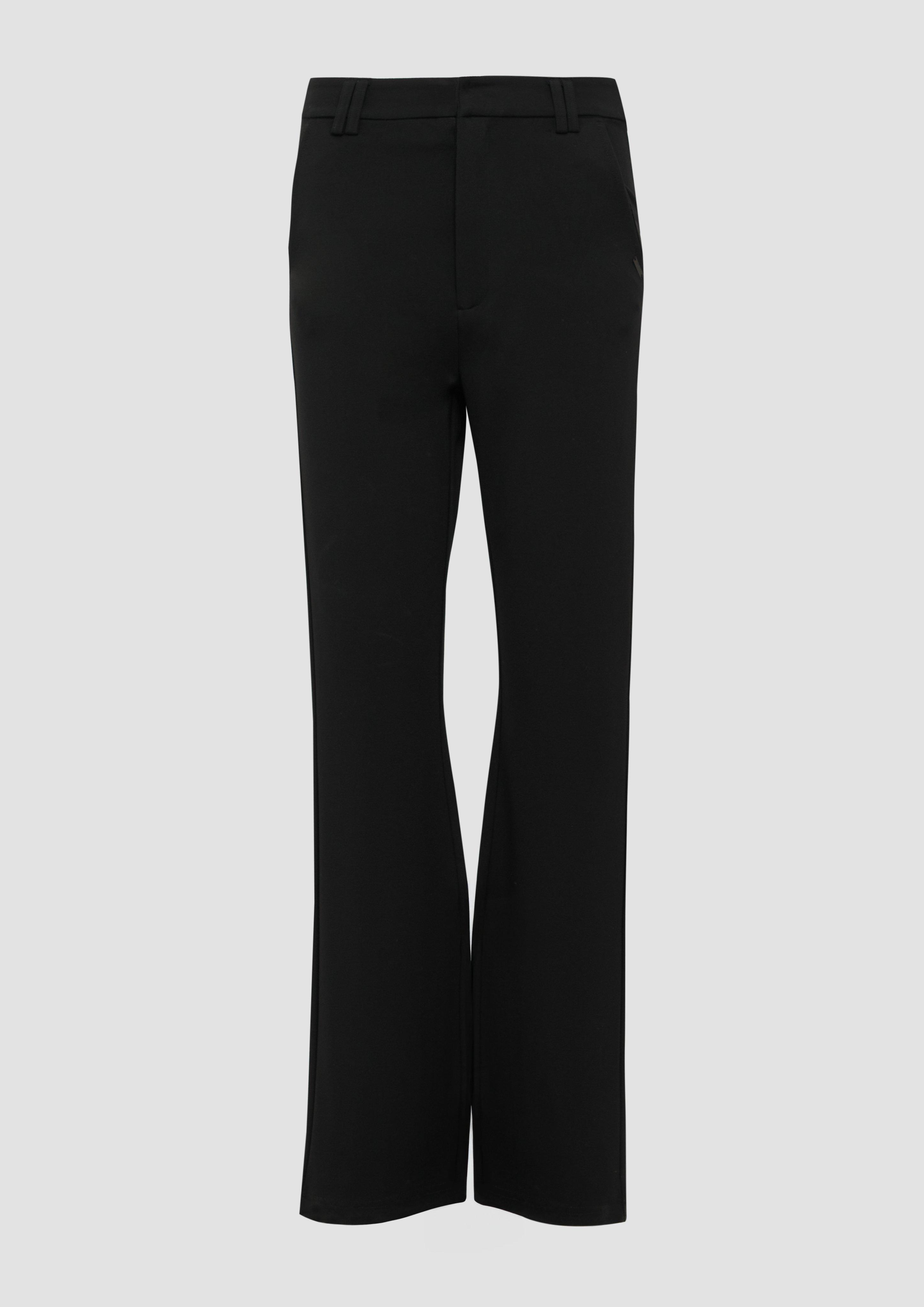 QS - Elastische Hose aus Interlockjersey mit ausgestelltem Bein, Damen, schwarz