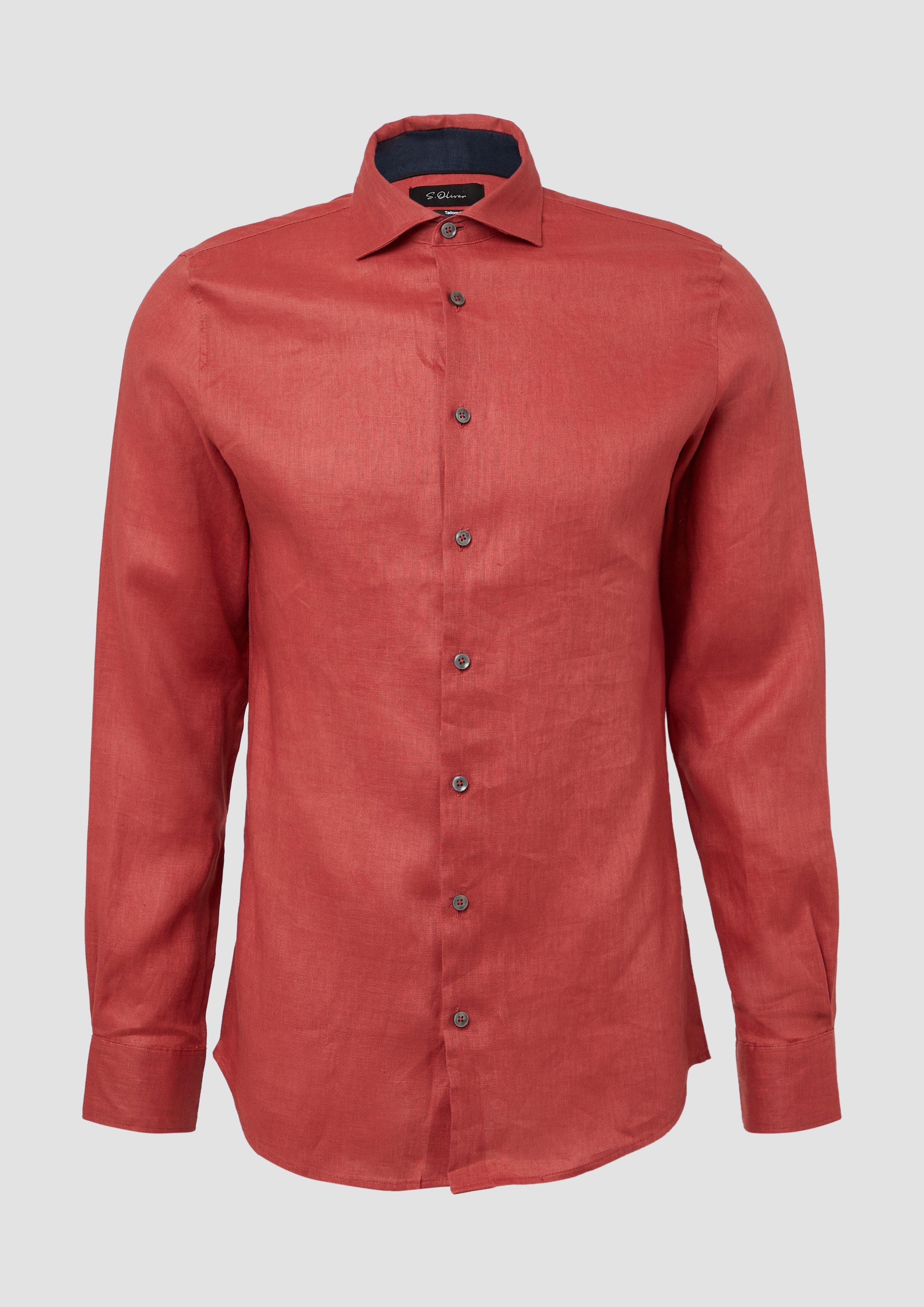 s.Oliver - Tailored Fit: Langarmhemd aus Leinen mit elegantem Glanz, Herren, Rosa