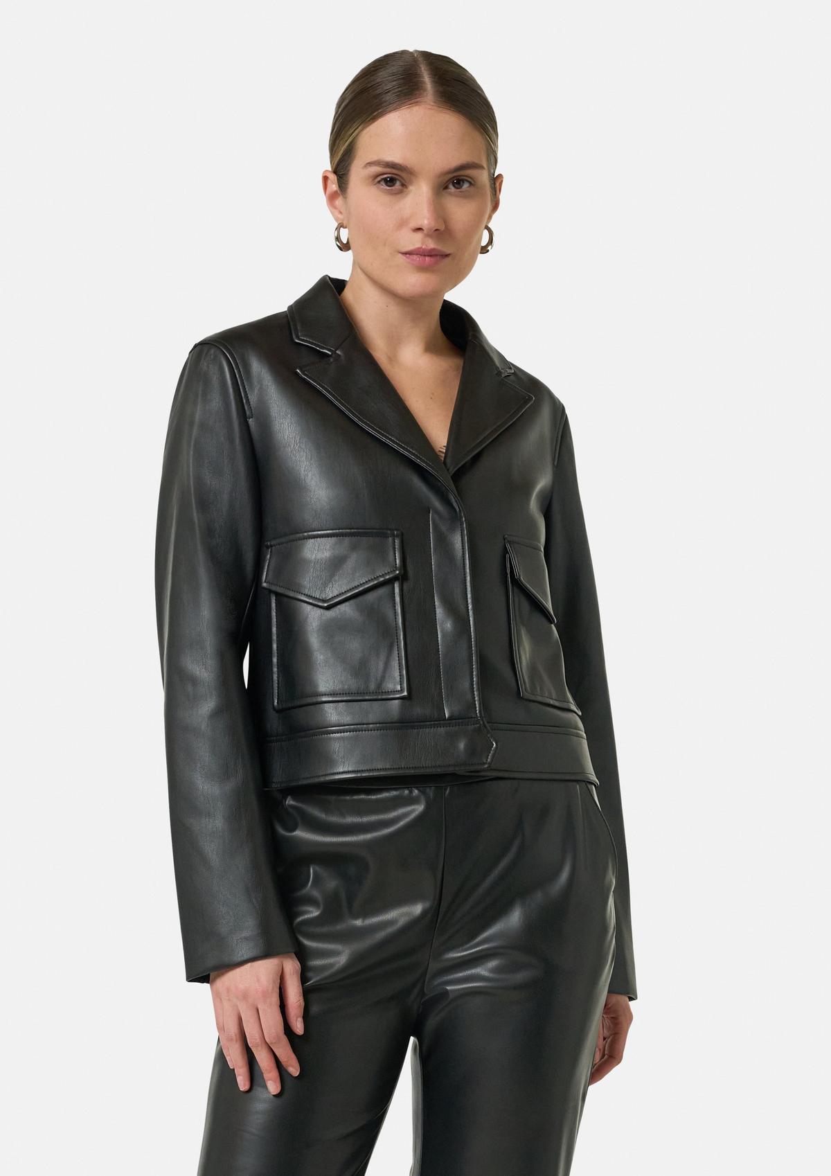 Short faux leather jacket - black | Comma Short faux leather jacket - black | Comma