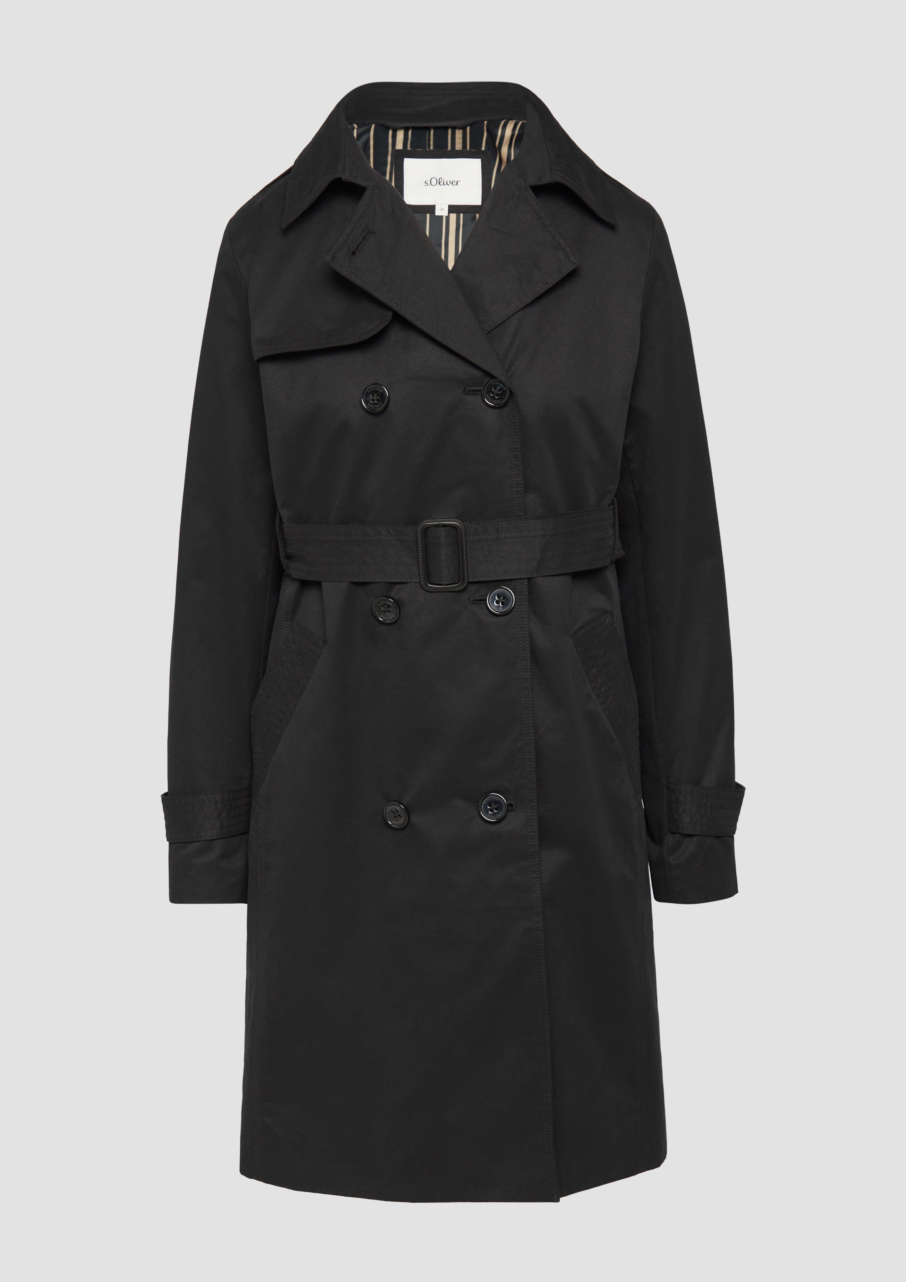 s.Oliver - Trenchcoat mit Streifen-Futter, Damen, schwarz
