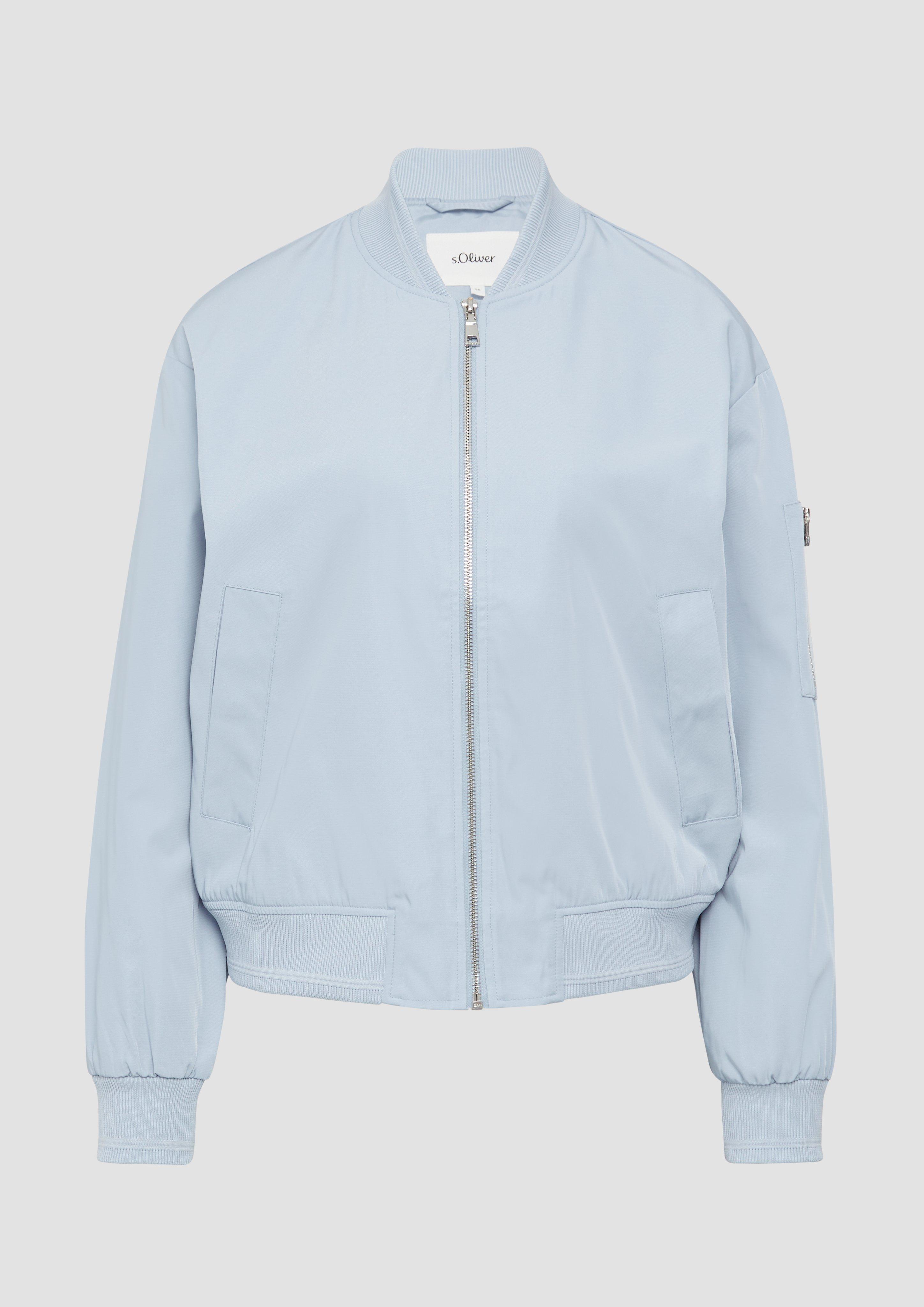 s.Oliver - Blouson im Relaxed Fit mit Rippbündchen, Damen, blau