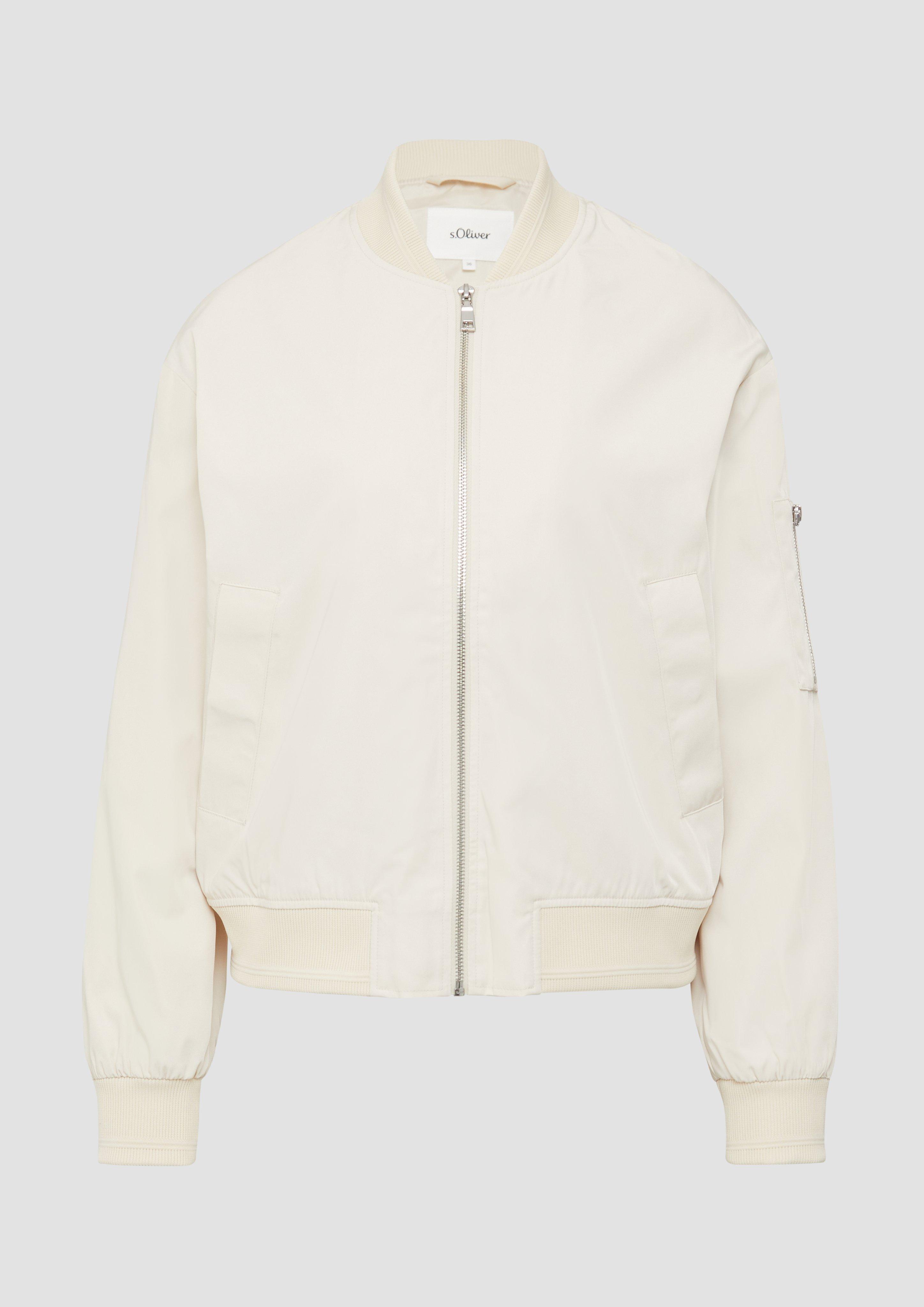 s.Oliver - Blouson im Relaxed Fit mit Rippbündchen, Damen, Beige