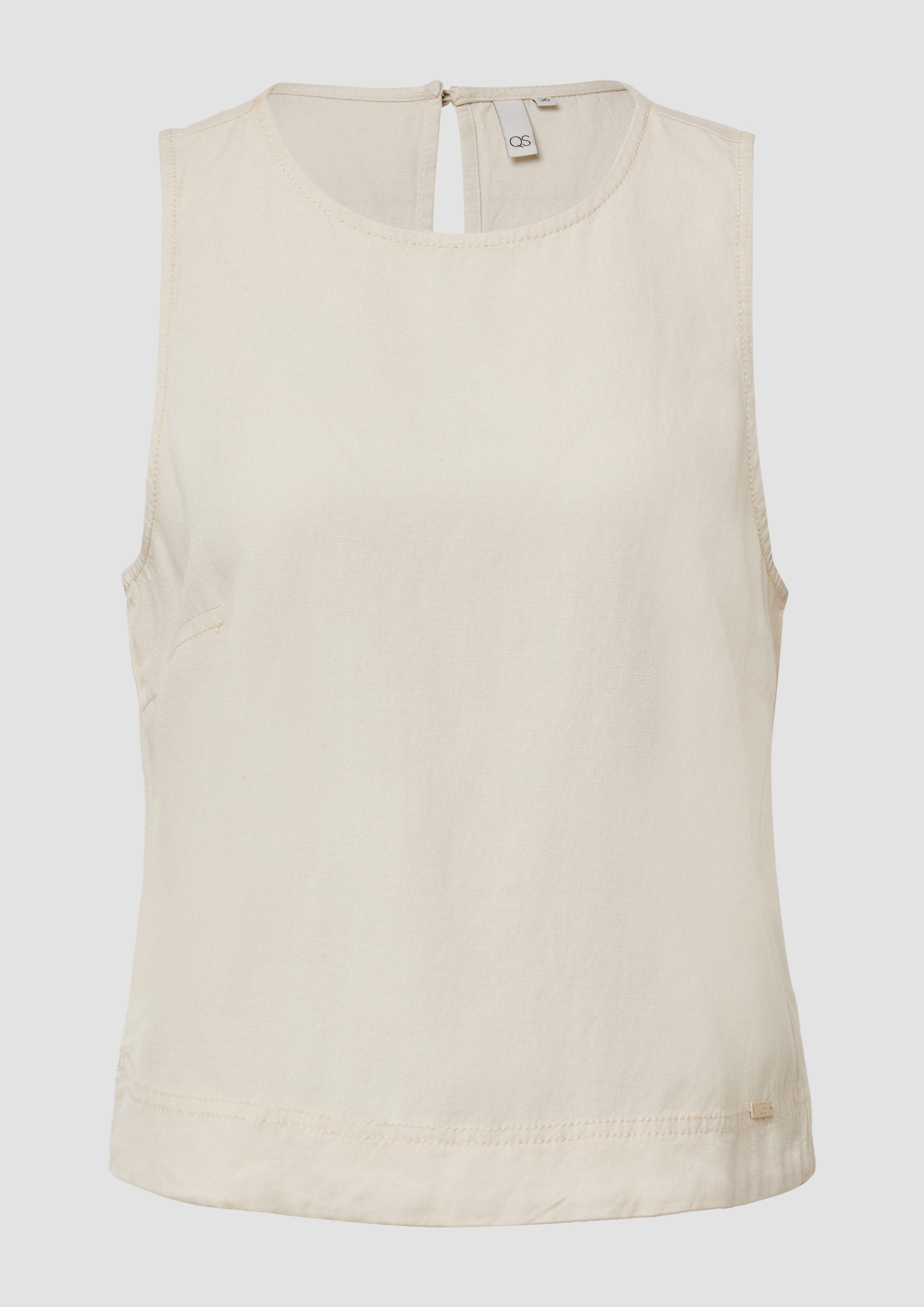 QS - Leinenmix-Blusentop | QS x Sarah & Tini, Damen, Beige