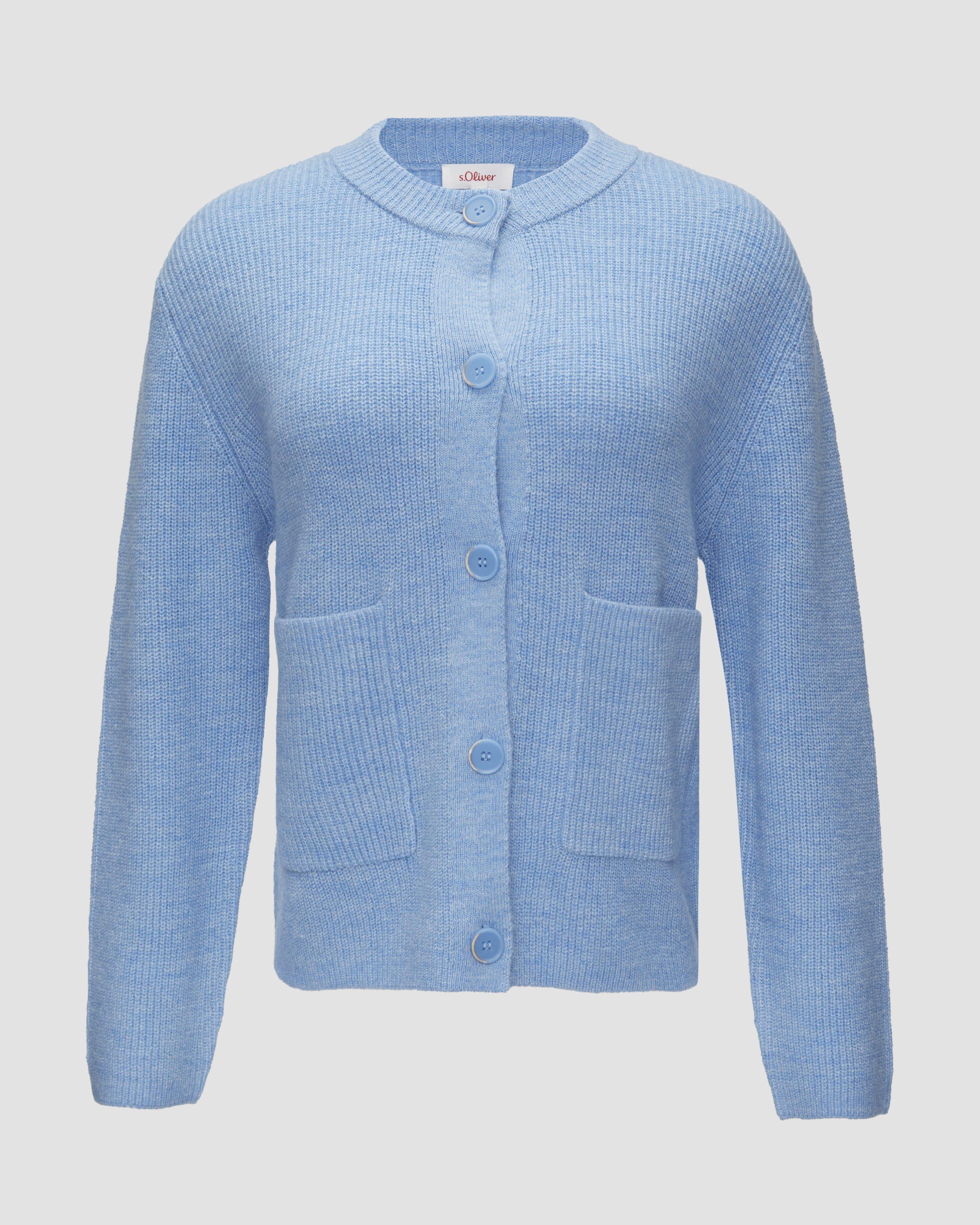 s.Oliver - Strickjacke aus Alpakamix mit aufgesetzten Taschen, Damen, blau