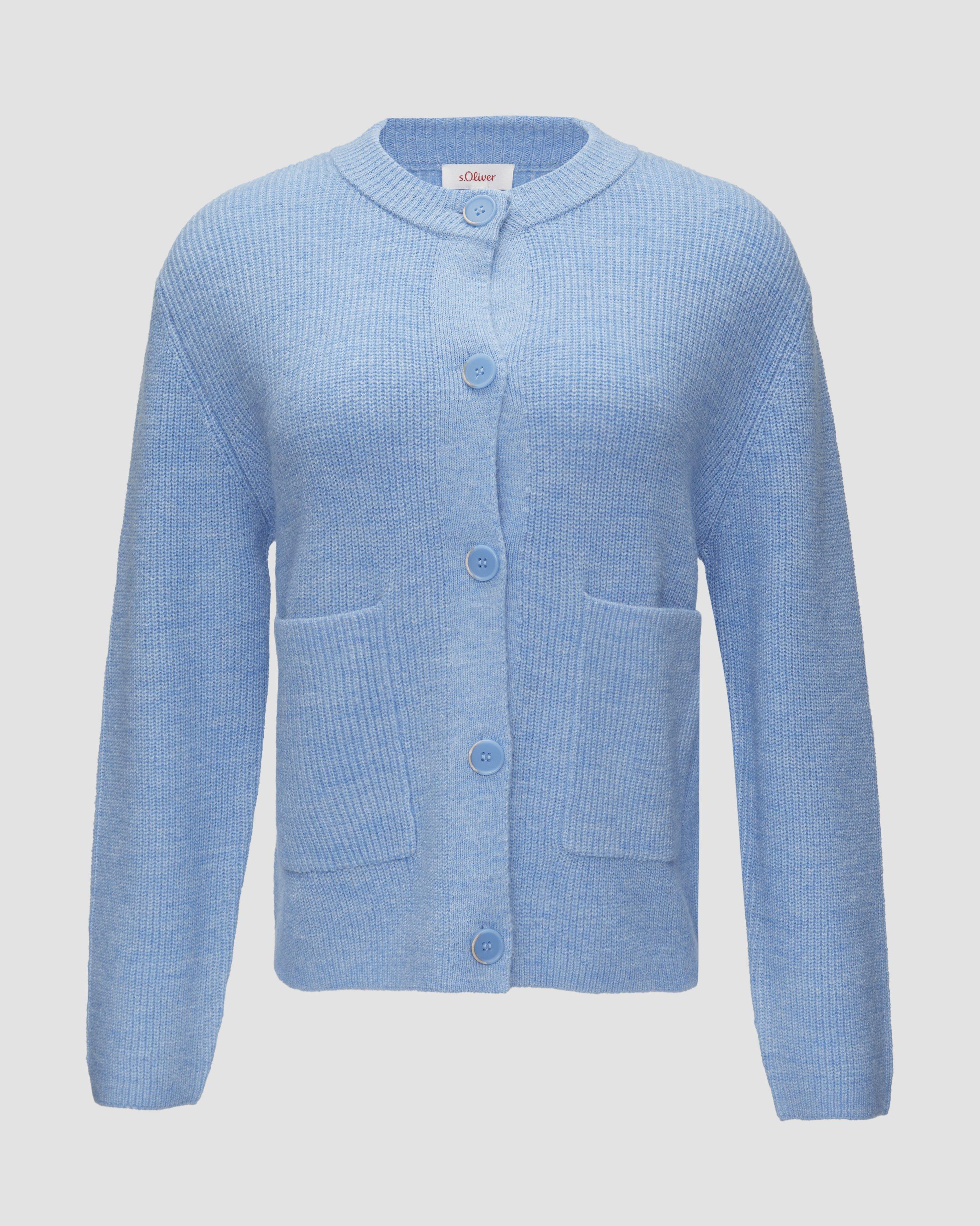 s.Oliver - Strickjacke aus Alpakamix mit aufgesetzten Taschen, Damen, blau