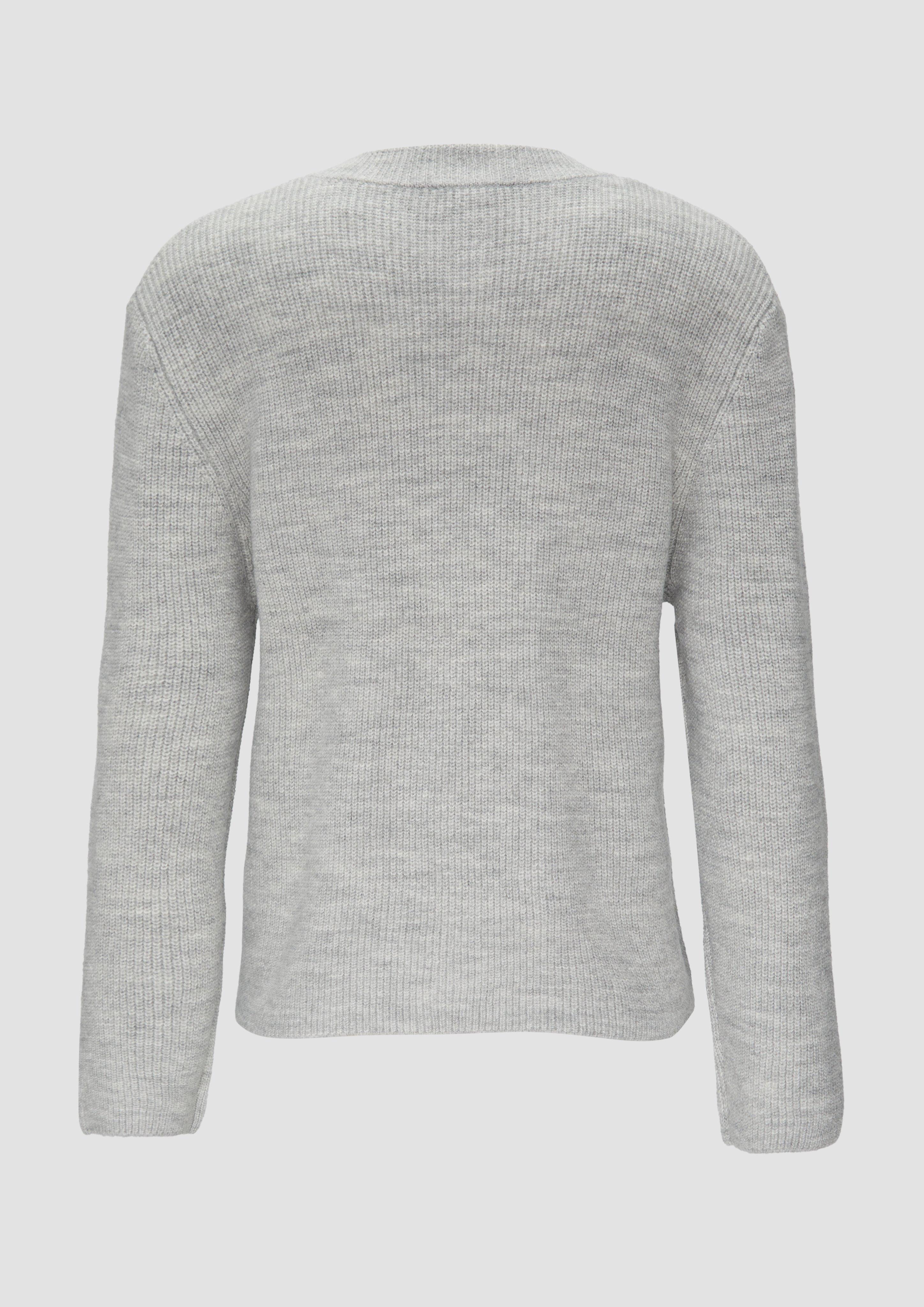 Thumbnail - s.Oliver - Strickjacke aus Alpakamix mit aufgesetzten Taschen, Damen, grau