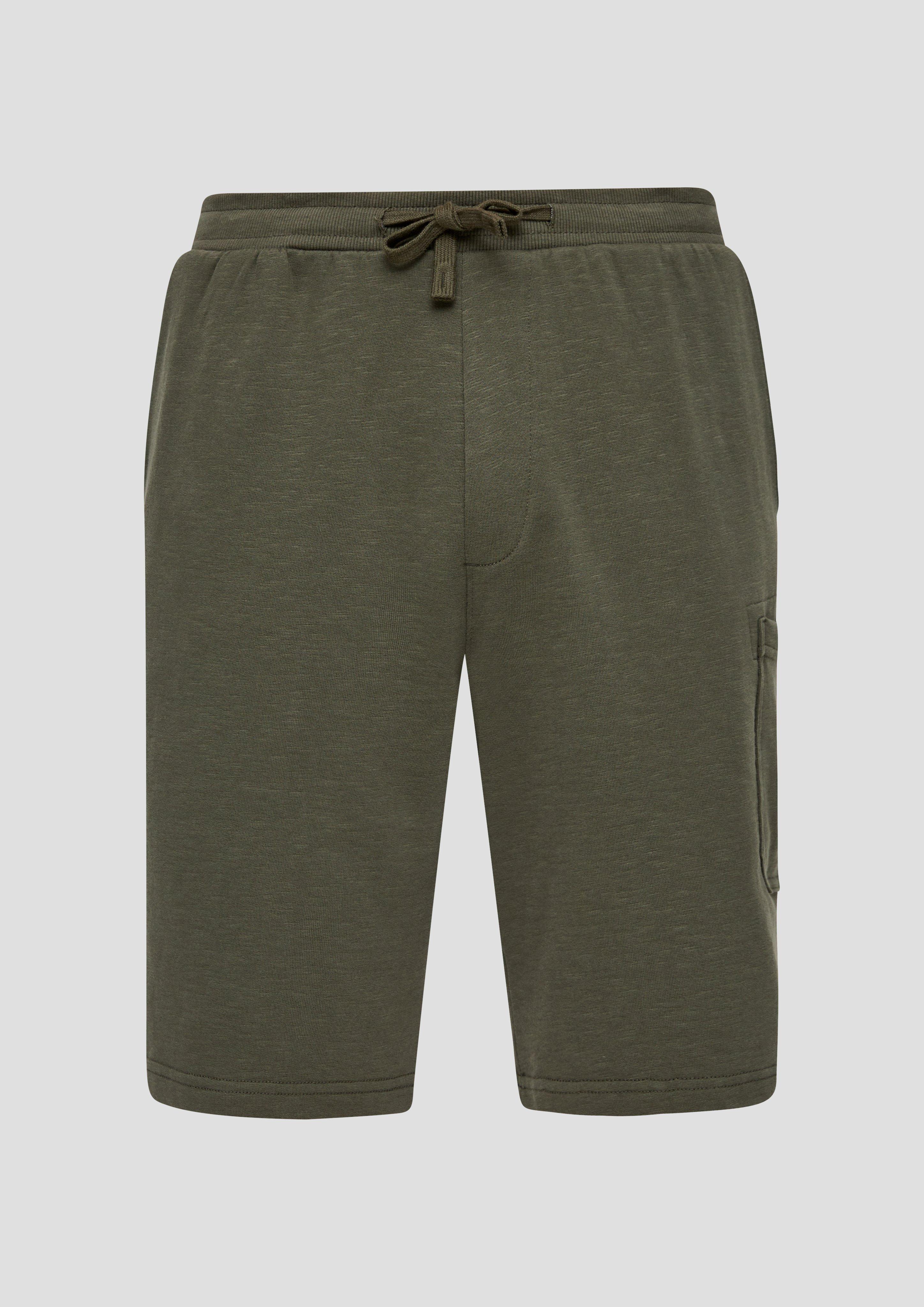 s.Oliver - Lässige Sweatshorts aus Flammgarn mit Cargotasche, Herren, Grün