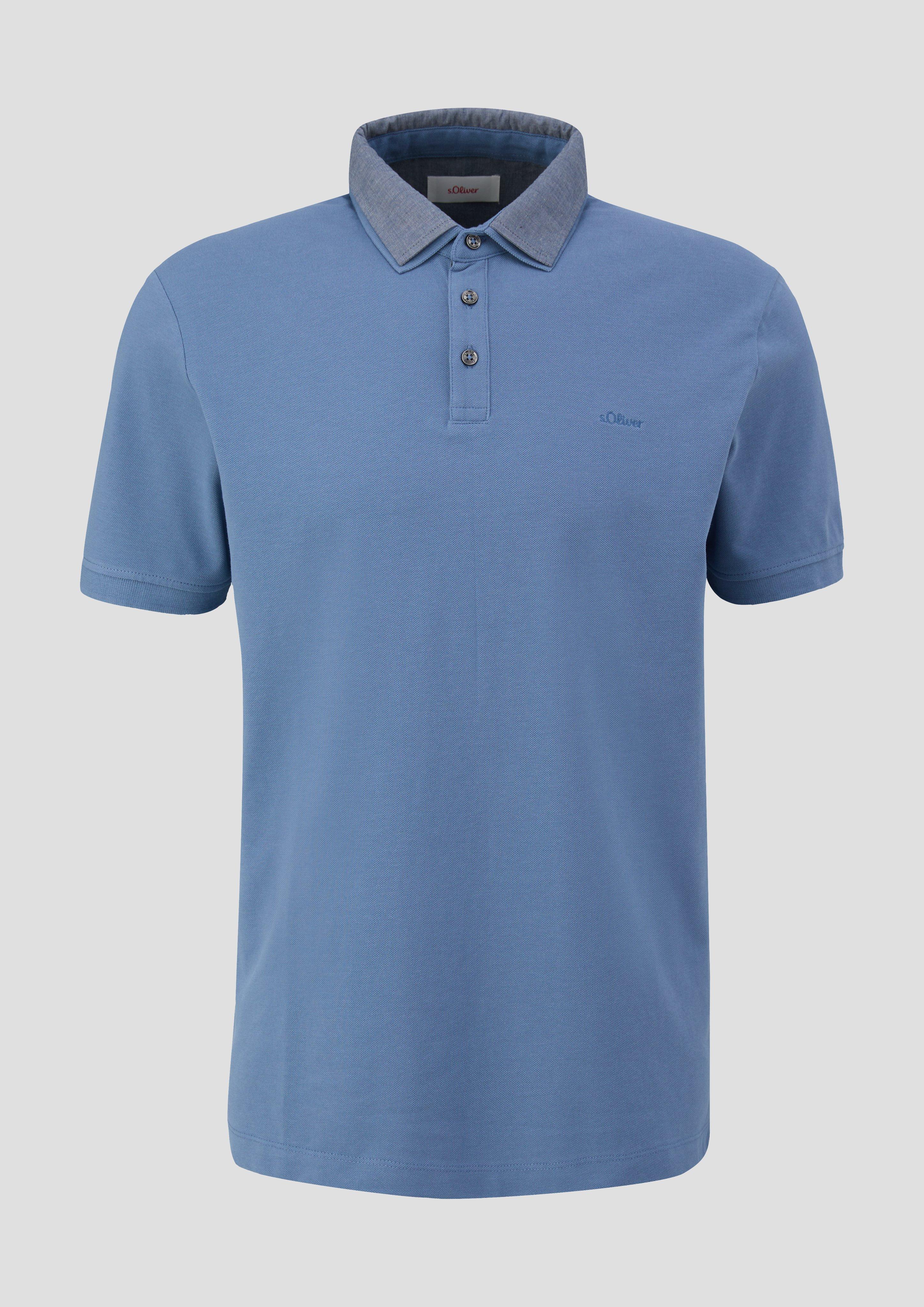 s.Oliver - Poloshirt aus Baumwolle mit Logo-Stickerei, Herren, blau