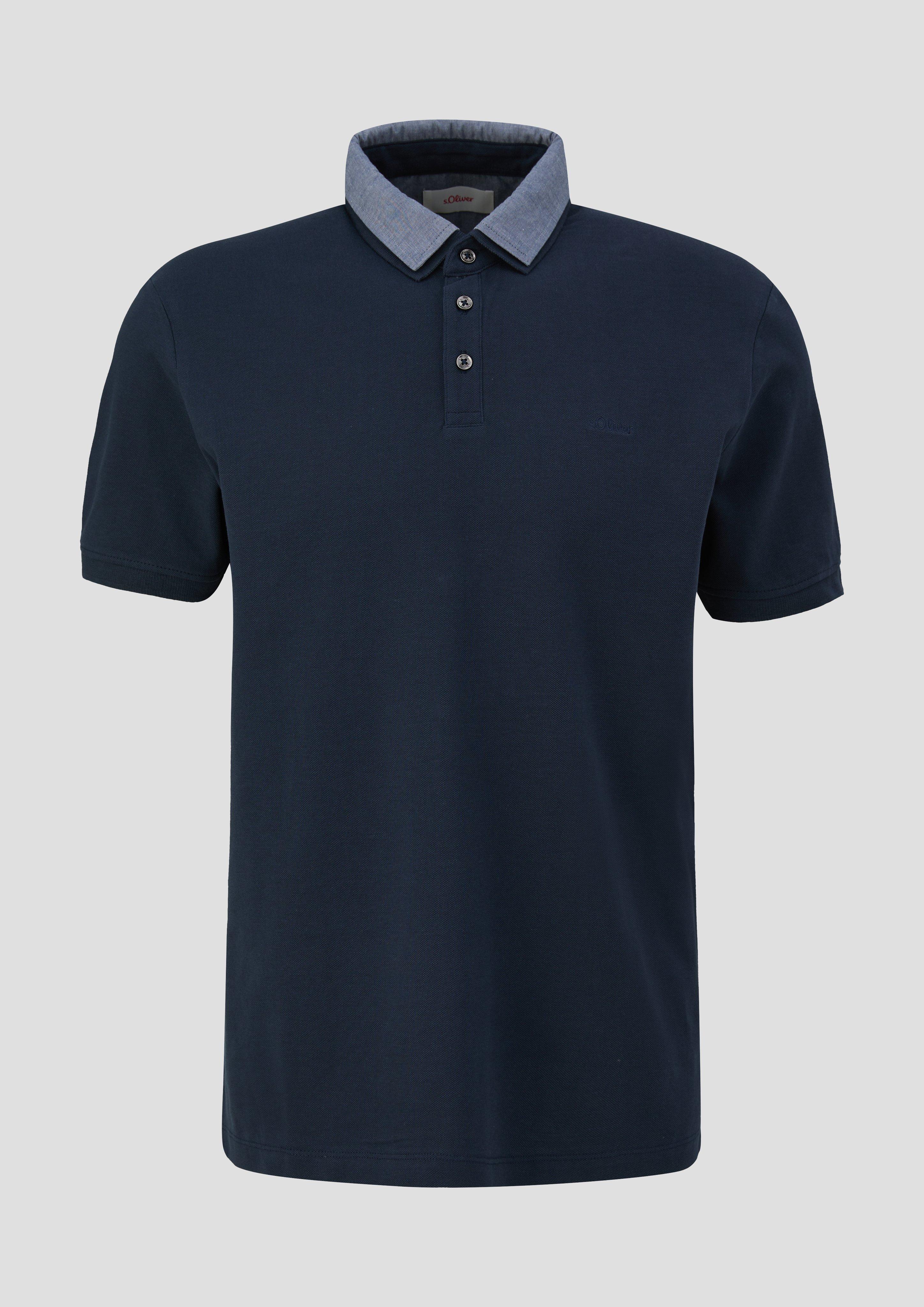 s.Oliver - Poloshirt aus Baumwolle mit Logo-Stickerei, Herren, blau