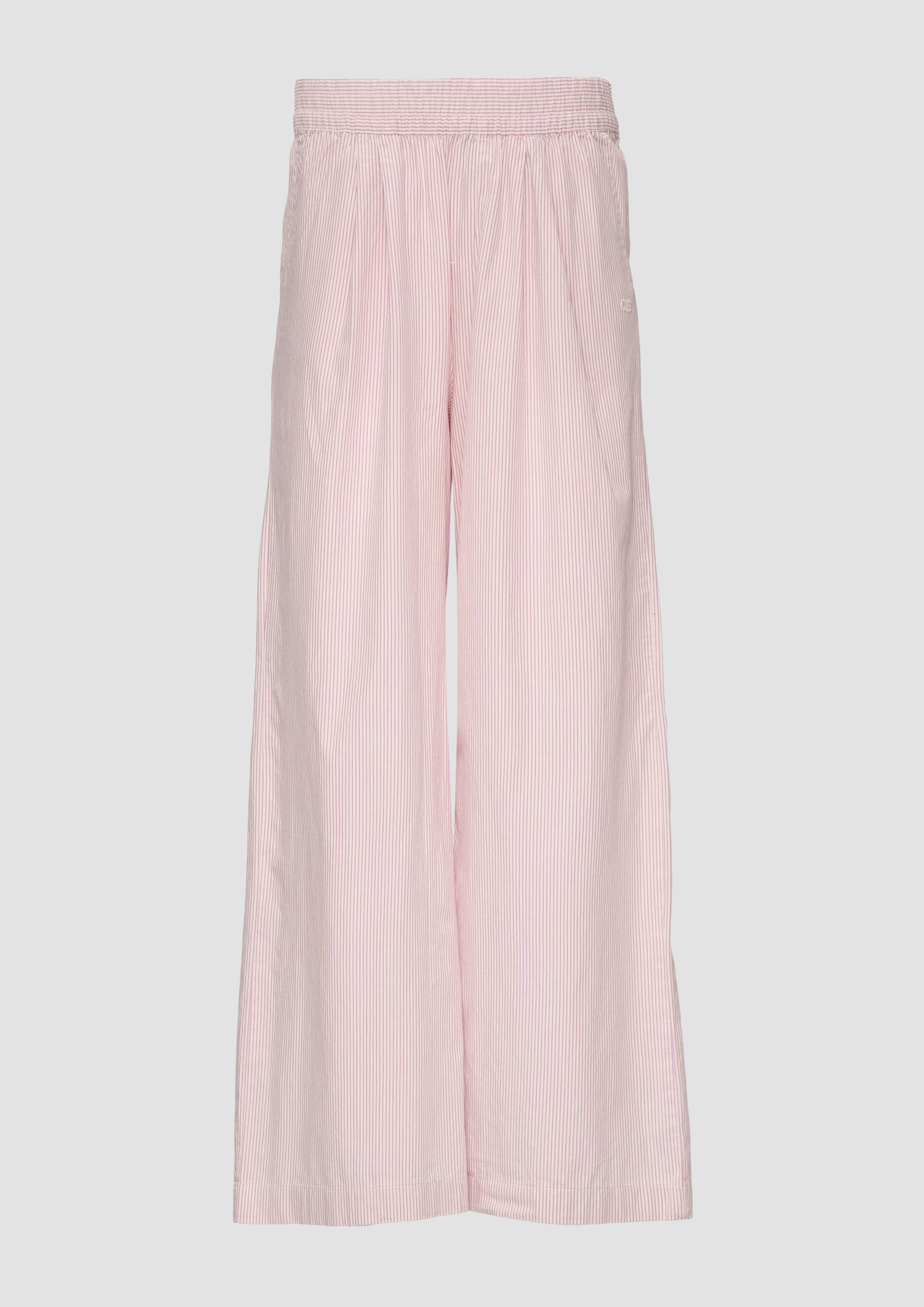 QS - Lässige Baumwollhosen mit Streifen, Damen, creme|pink