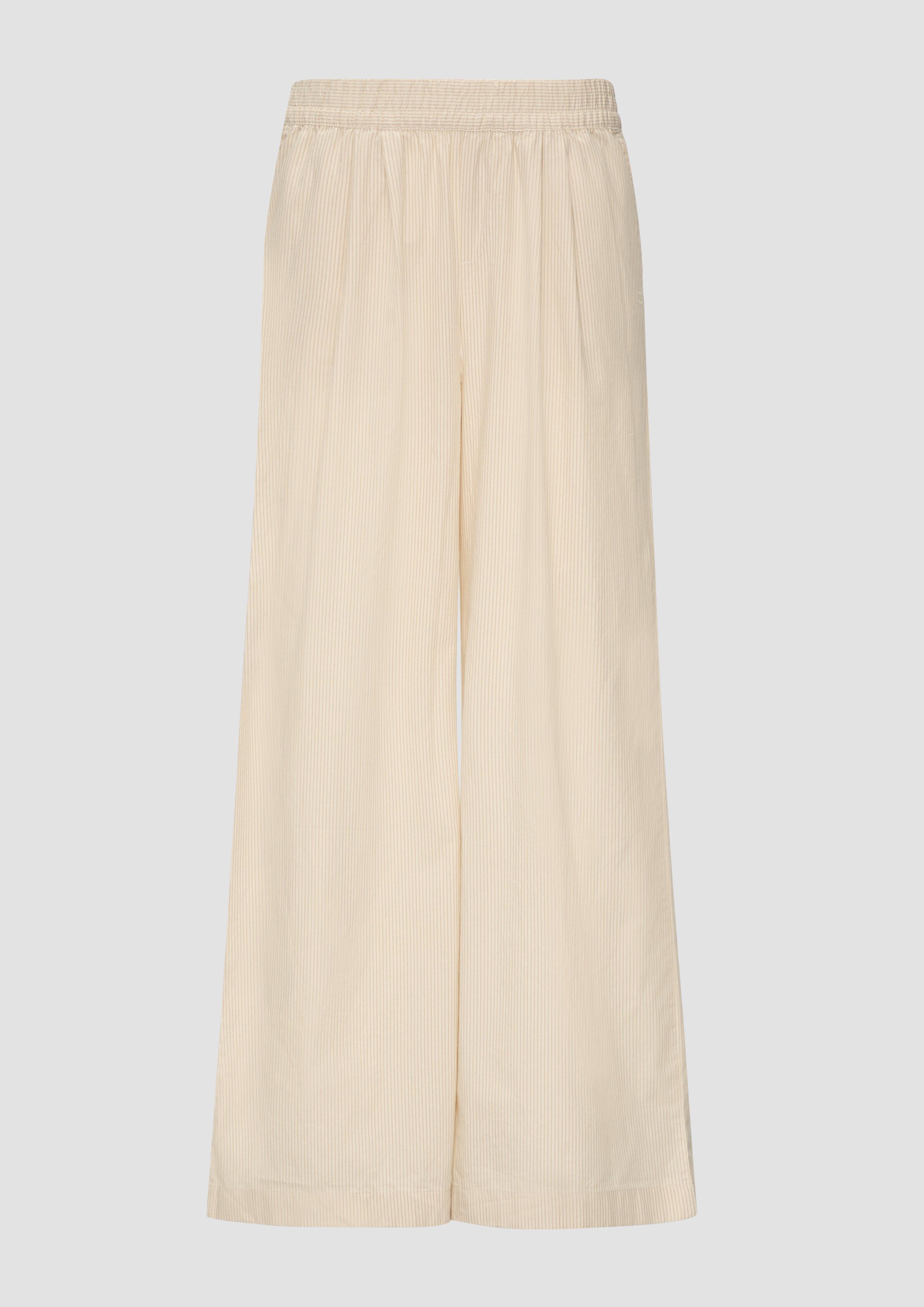 QS - Lässige Baumwollhosen mit Streifen, Damen, creme