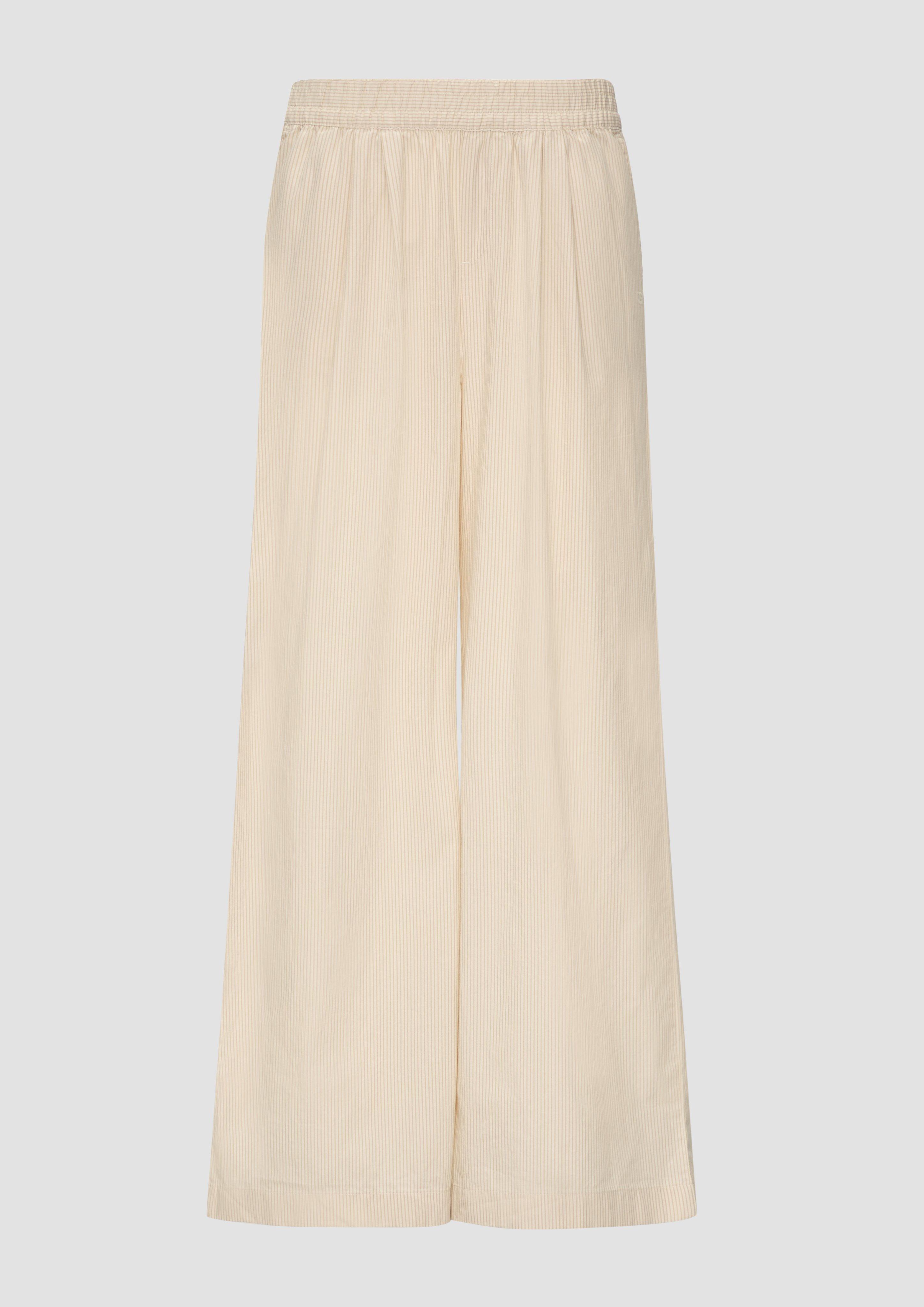 QS - Lässige Baumwollhosen mit Streifen, Damen, creme