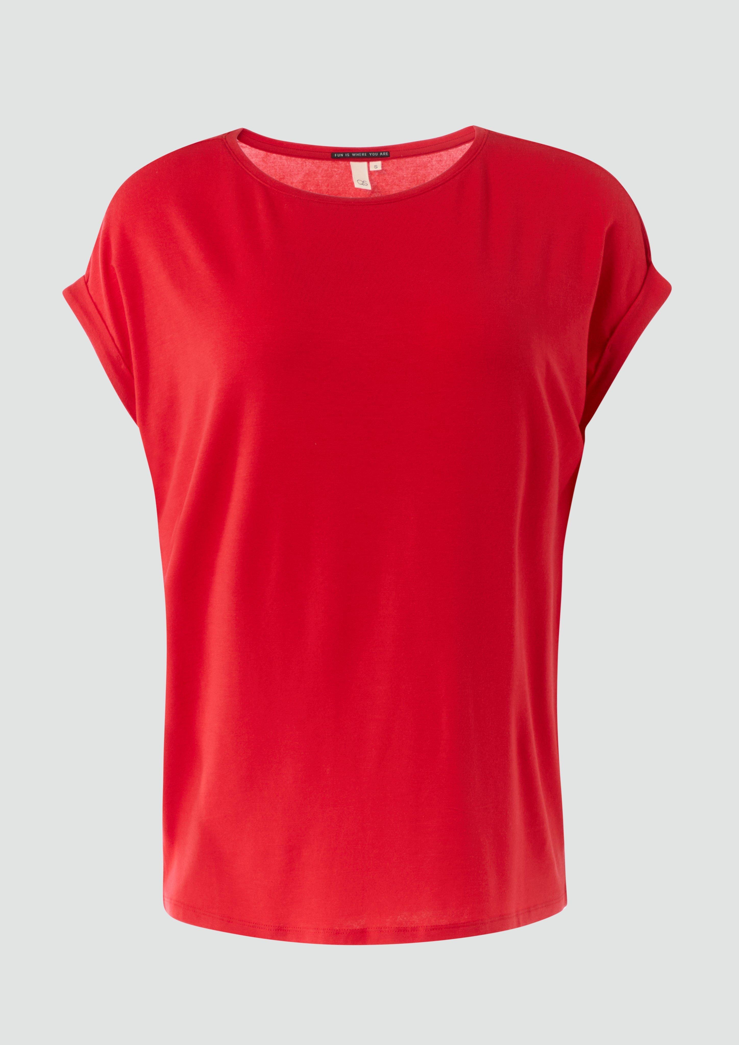 QS - T-Shirt aus Jersey im Relaxed Fit, Damen, rot