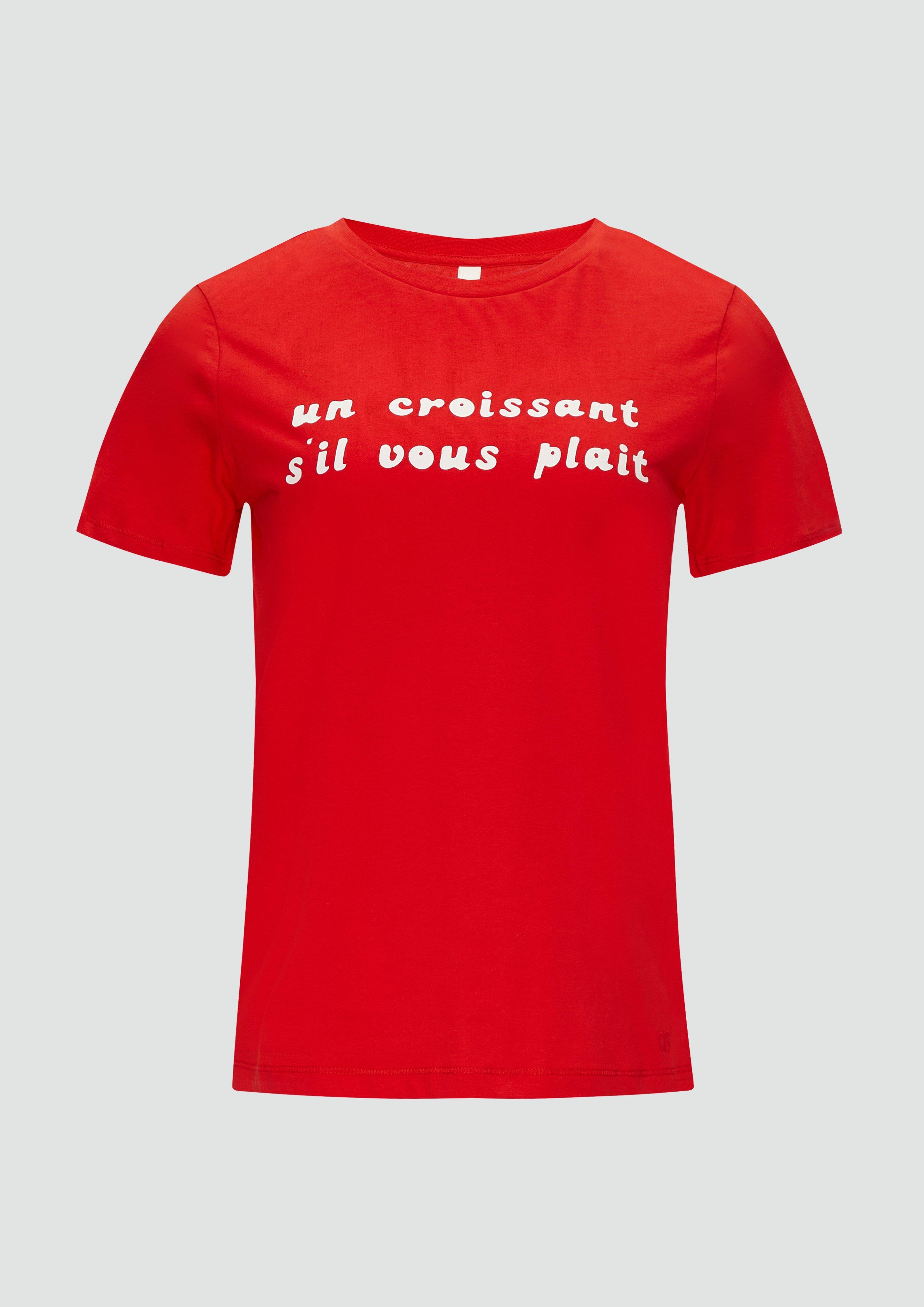 QS - Jersey-T-Shirt im Relaxed Fit mit Frontprint, Damen, rot