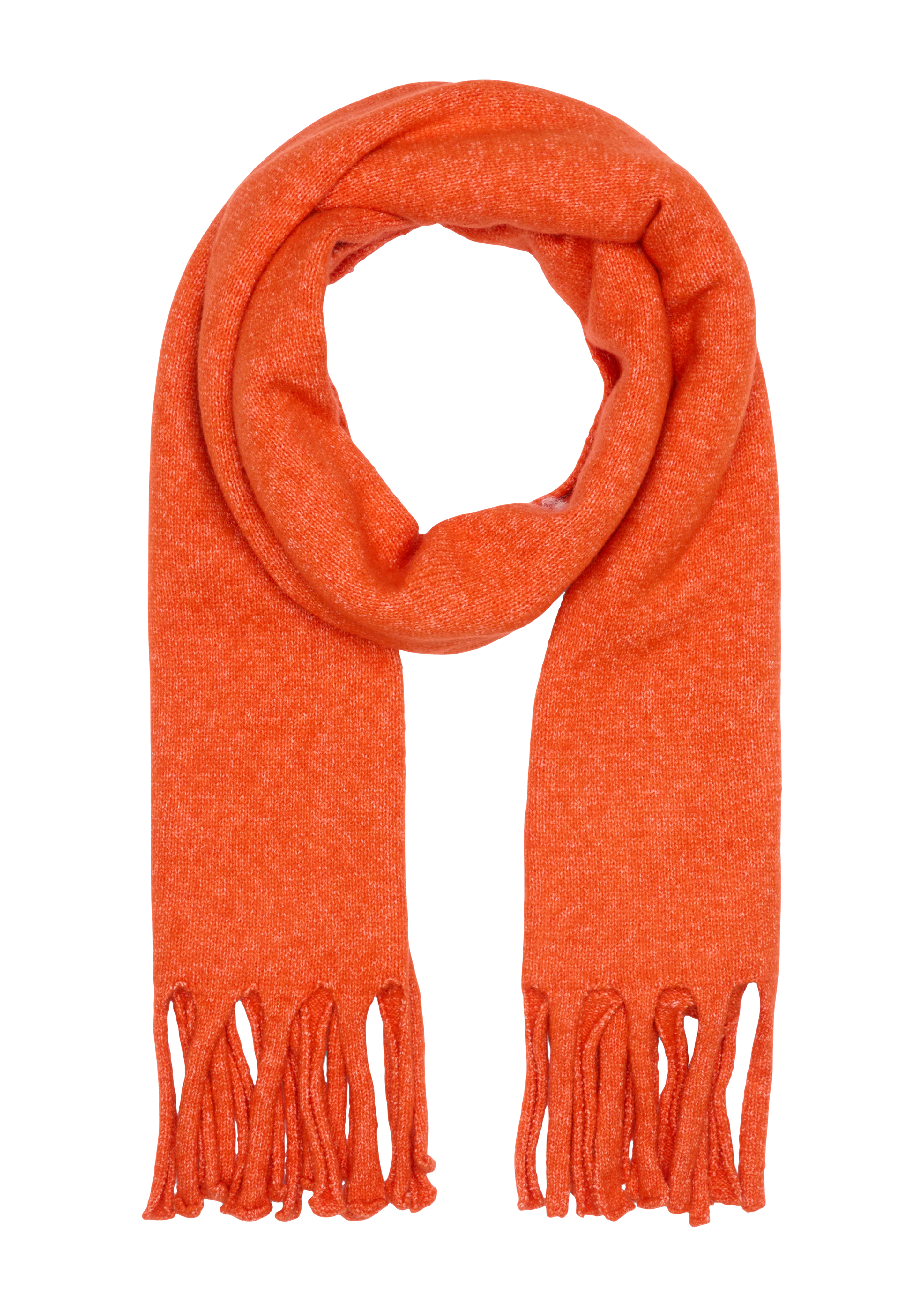 s.Oliver - Gestrickter Schal mit Fransen, Damen, Orange