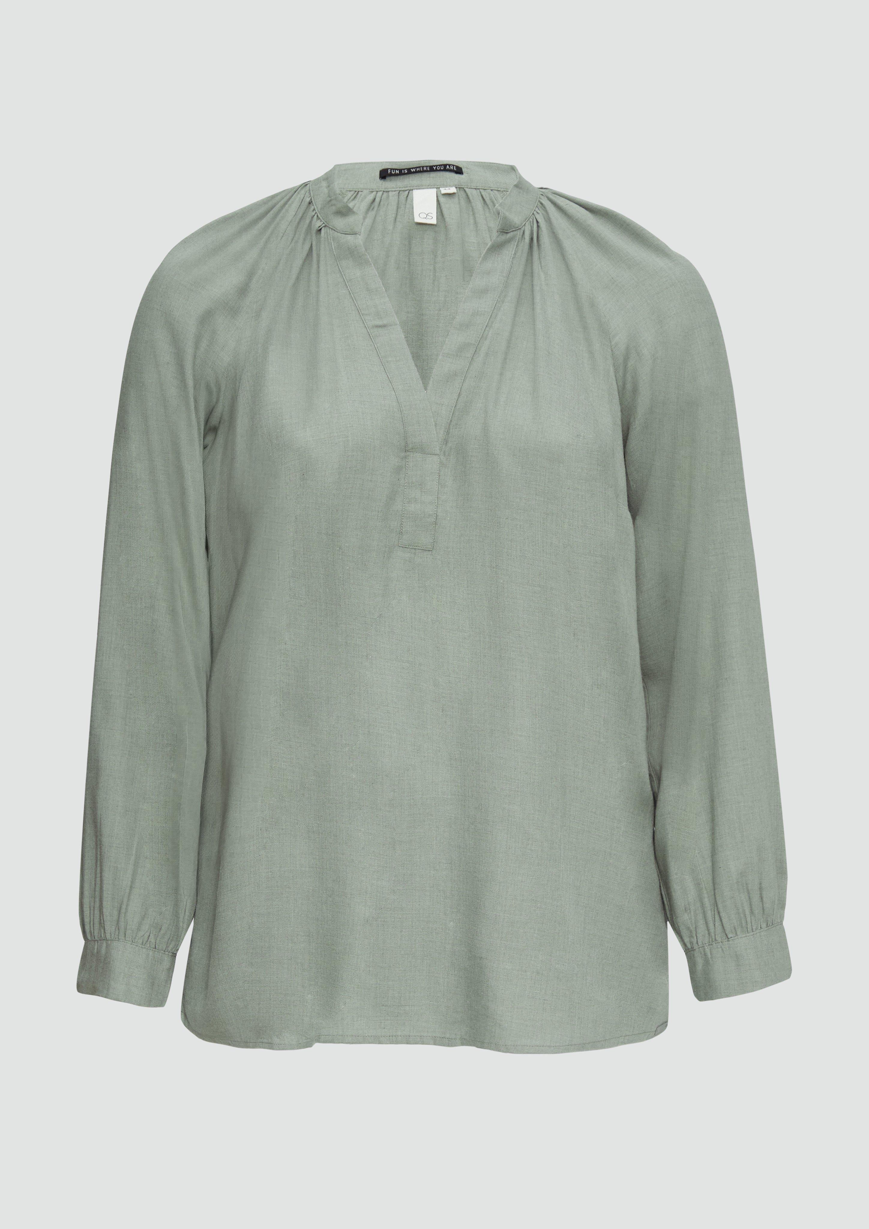 Thumbnail - QS - Melierte Viskosebluse mit Raffung, Damen, grün