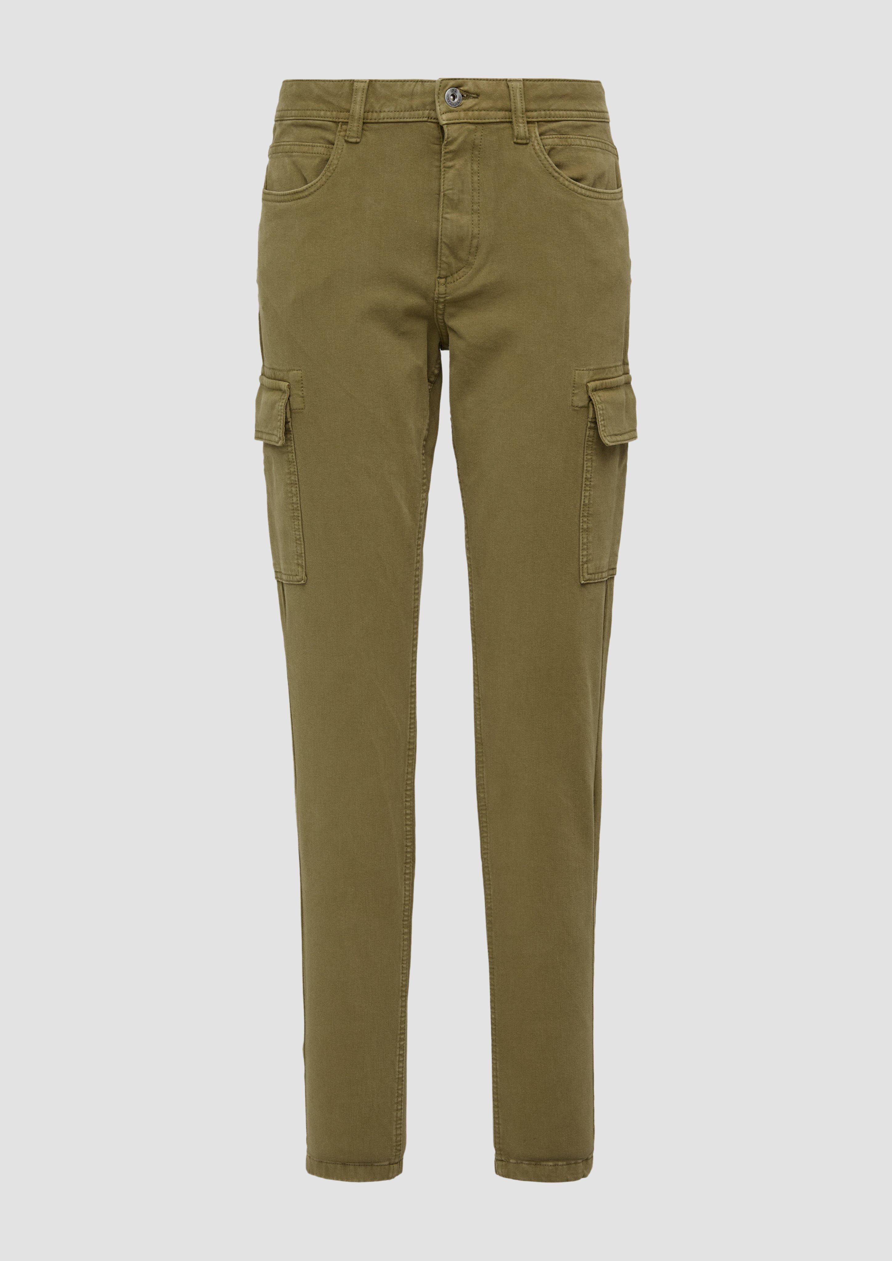 QS - Schmale Cargohose mit Slim Leg, Damen, Grün