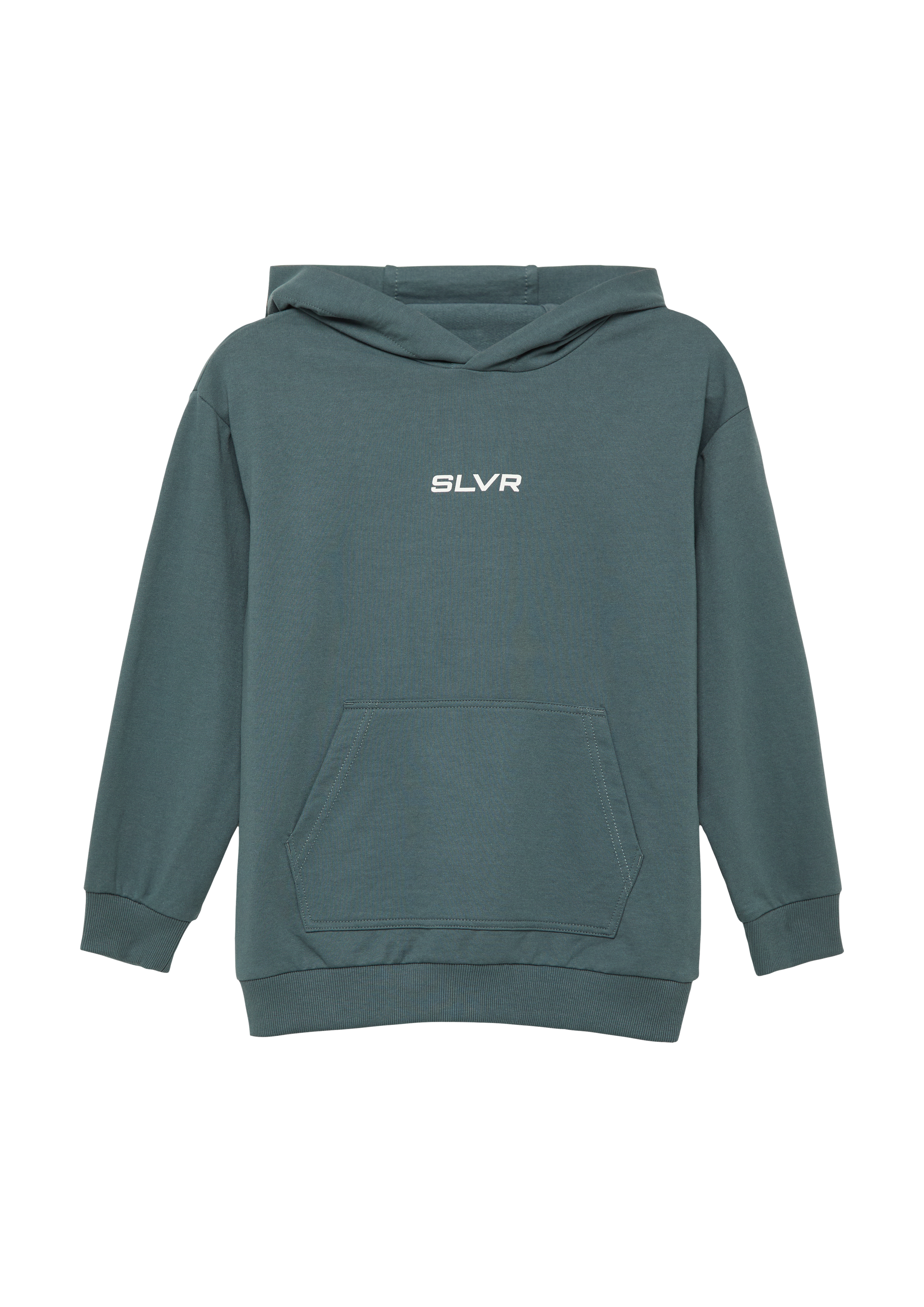 s.Oliver - Unisex Kapuzen-Sweatshirt mit Känguru-Tasche und Frontprint, Jungen, grau