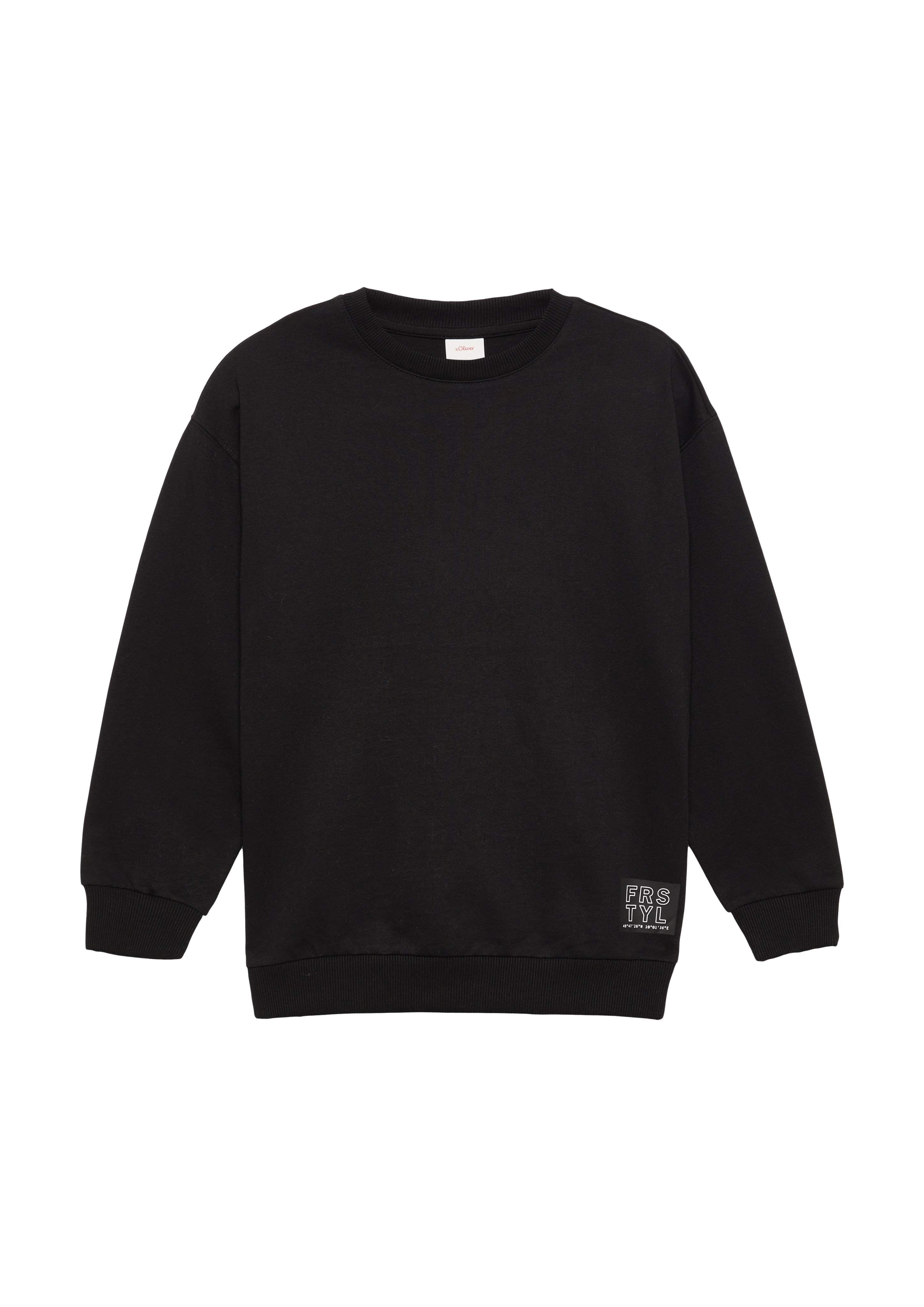 s.Oliver - Unisex Sweatshirt mit Rippbündchen und Print, Jungen, schwarz