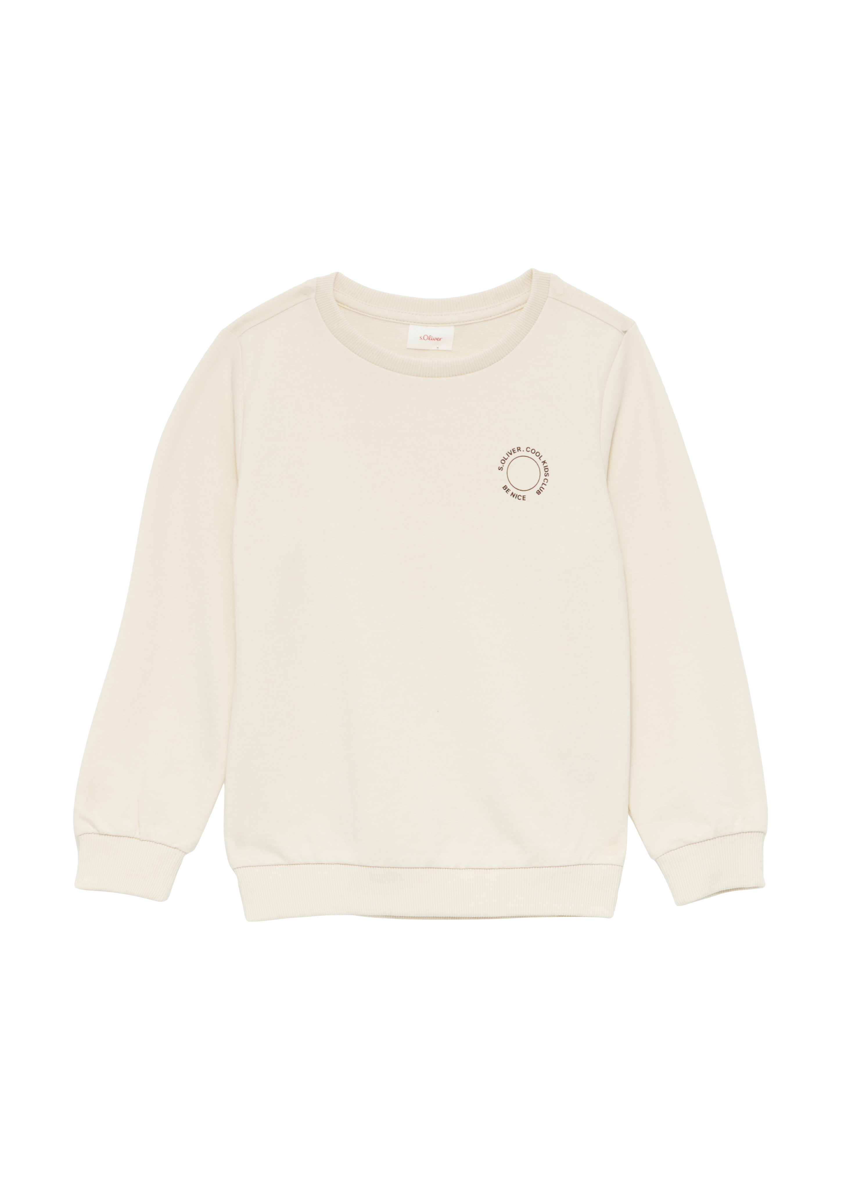 s.Oliver - Unisex Sweatshirt mit Rippbündchen und kleinem Print-Detail, Kinder, Beige