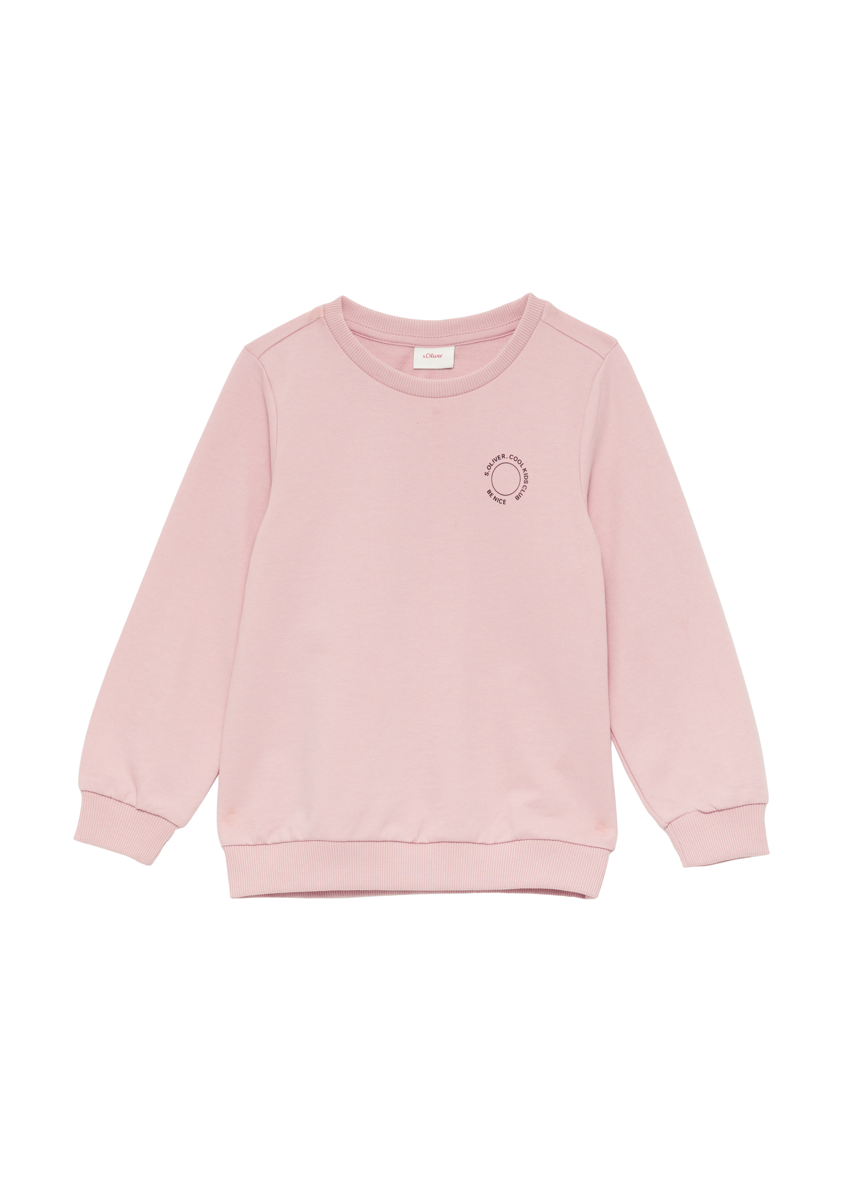 s.Oliver - Unisex Sweatshirt mit Rippbündchen und kleinem Print-Detail, Kinder, Rosa