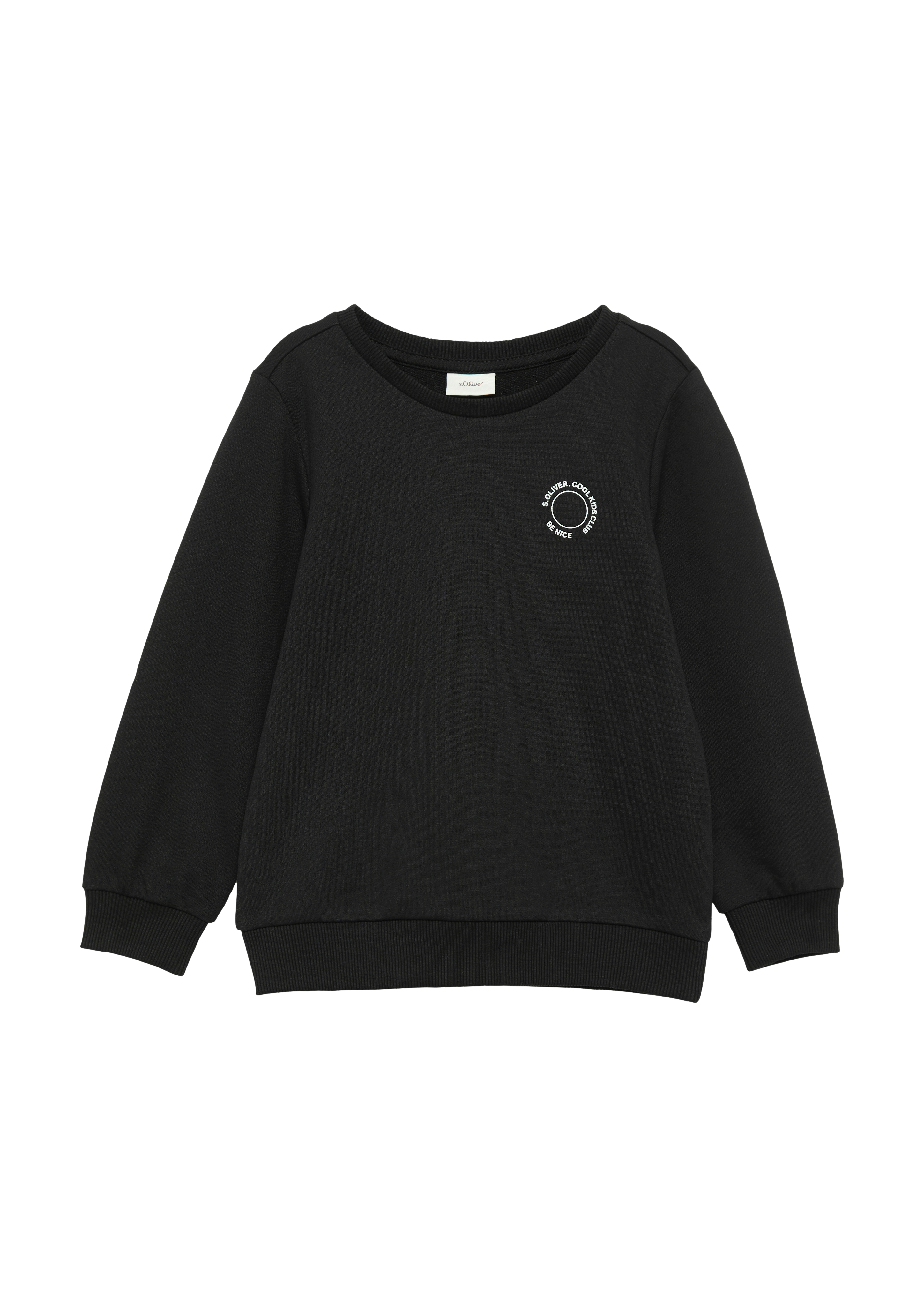 s.Oliver - Unisex Sweatshirt mit Rippbündchen und kleinem Print-Detail, Kinder, schwarz