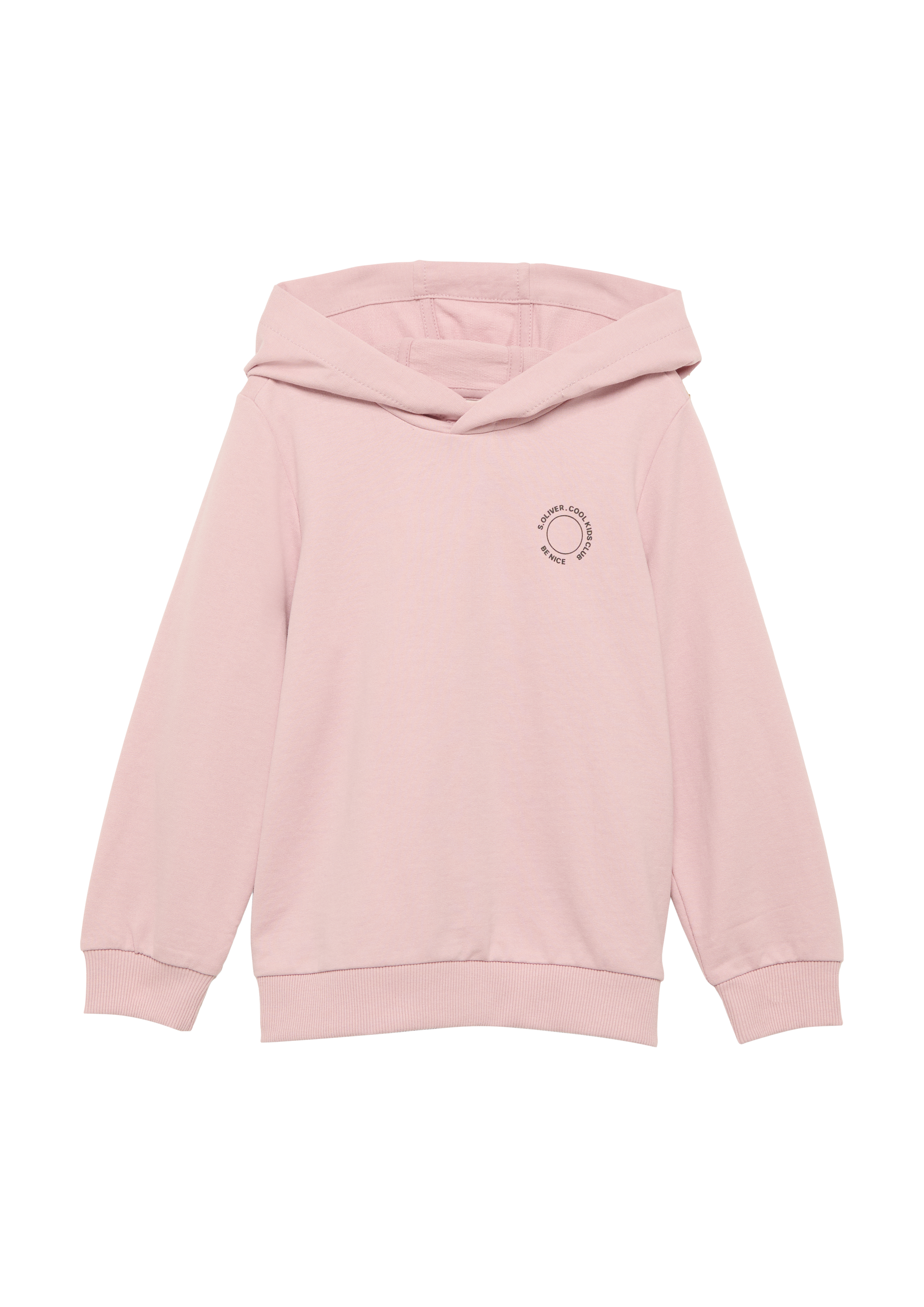 s.Oliver - Unisex Kapuzen-Sweatshirt mit Rippbündchen und kleinem Print-Detail, Kinder, Rosa