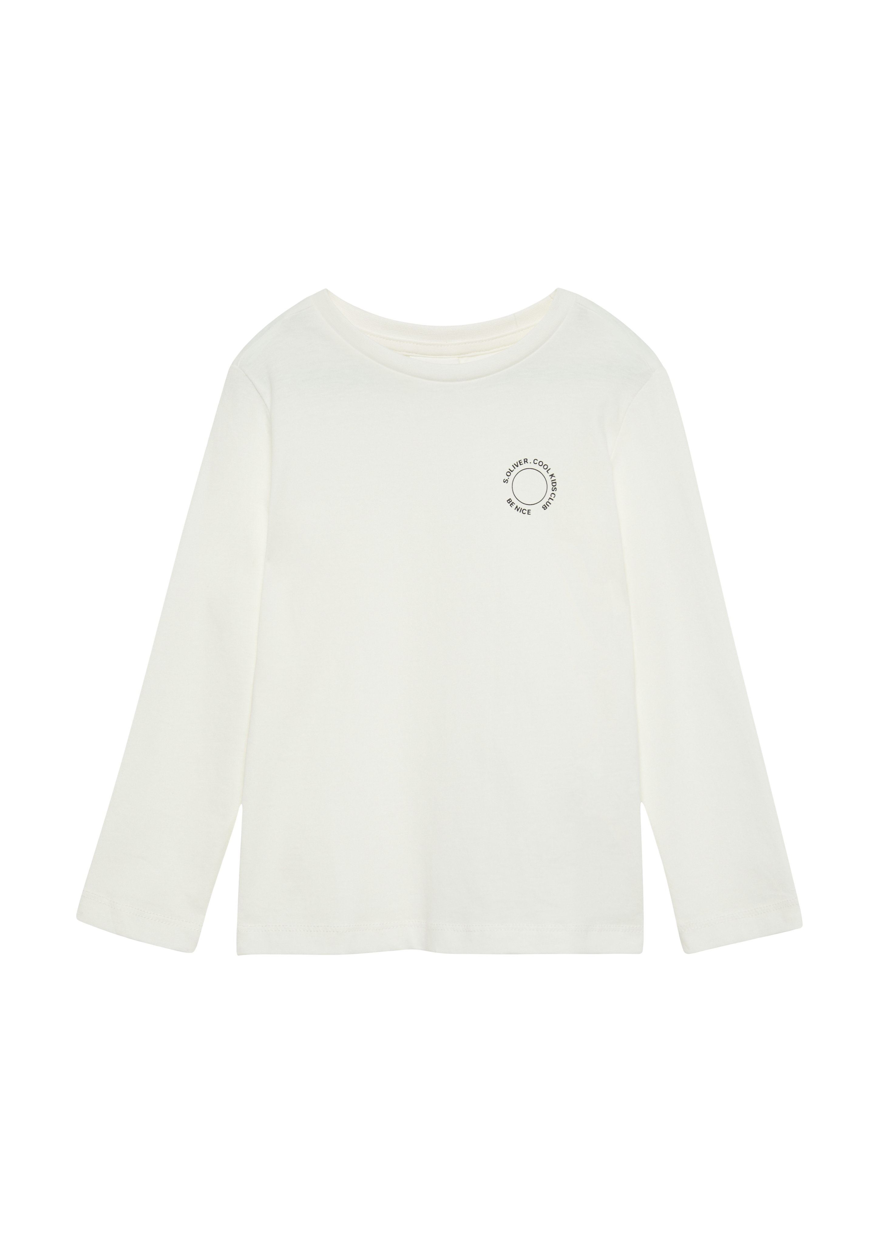 s.Oliver - Unisex Longsleeve aus Baumwolle mit kleinem Print-Detail, Kinder, creme|weiß